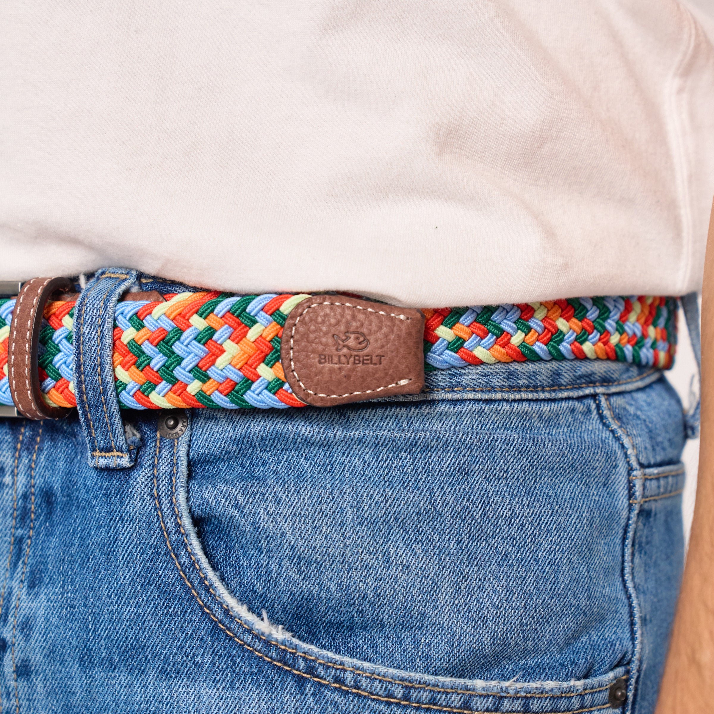 Multicolored braided elastic belt BILLYBELT Multicolored