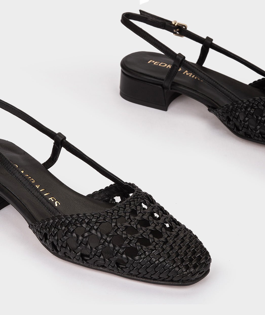 Black woven high heels. PEDRO MIRALLES Black