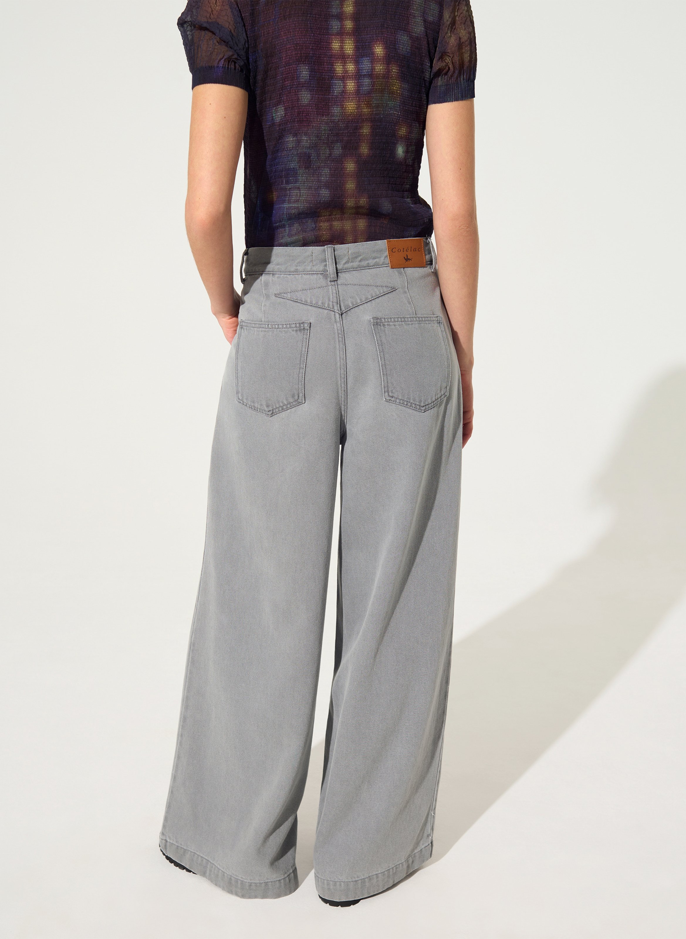High-waisted wide-leg jeans in lyocell and cotton COTELAC Black
