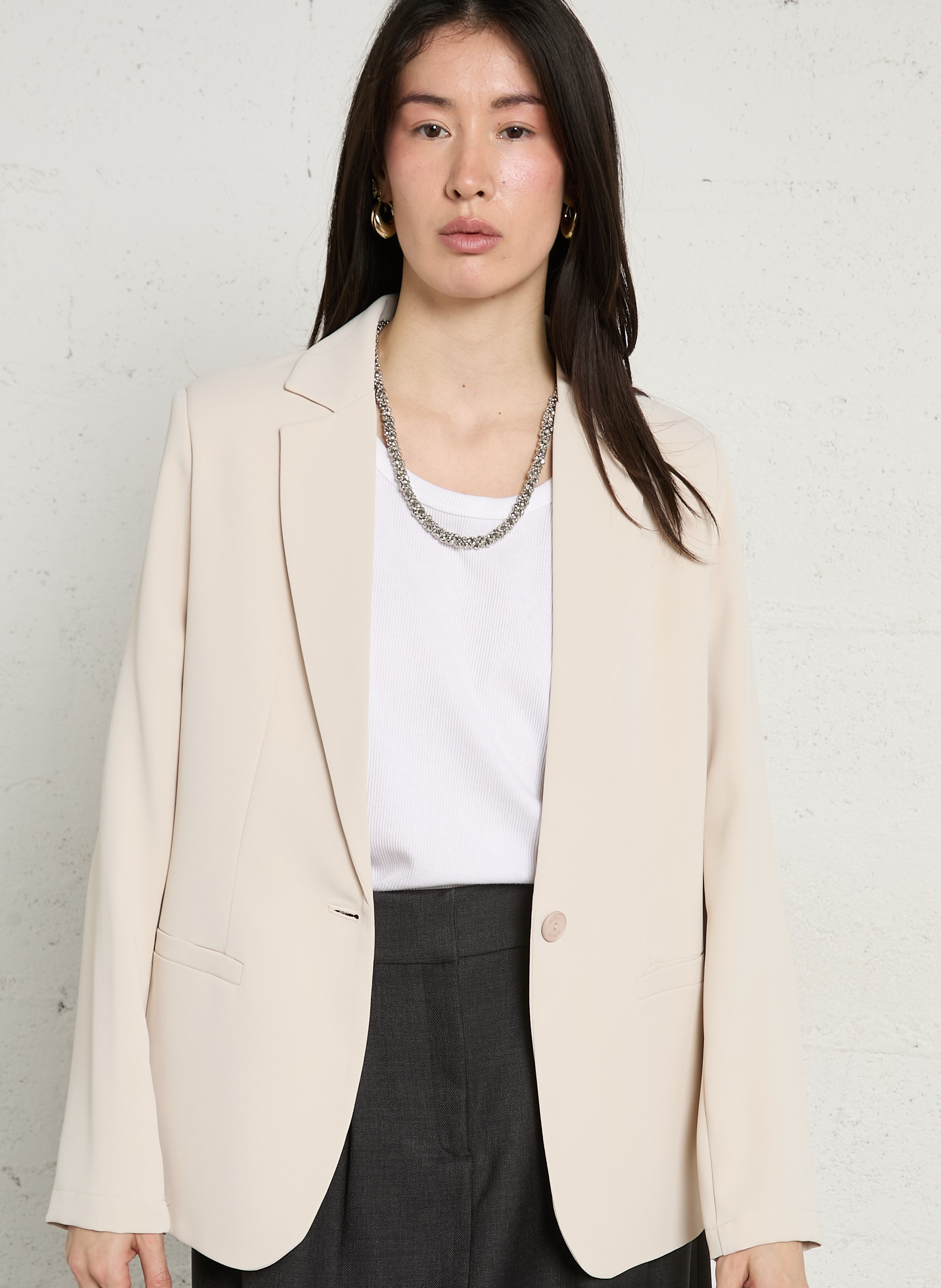 Veste tailleur fluide unie  PLEASE Beige