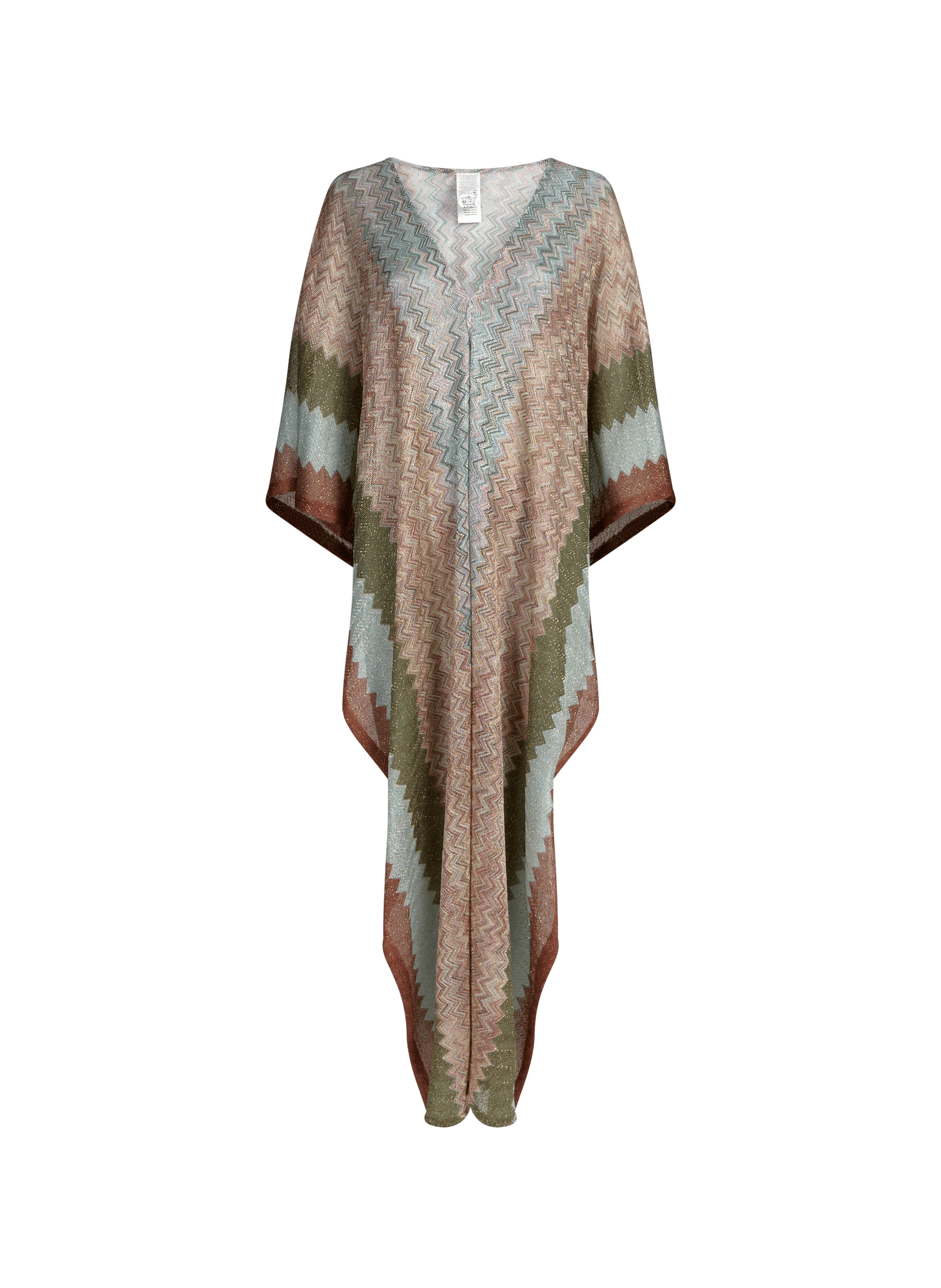 Ruime poncho met V-halsprint SAISON 1865 Veelkleurig