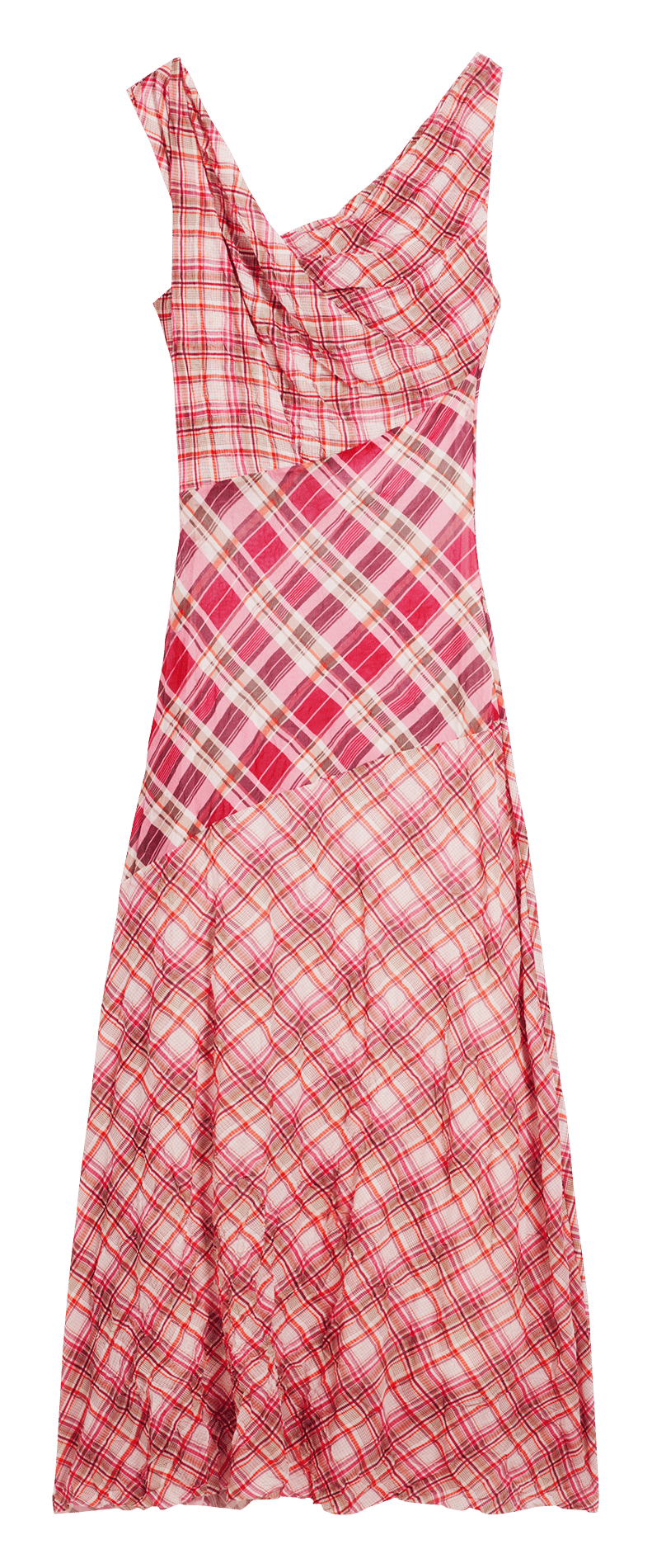 Midi jurk met ruitjes en V-hals DESIGUAL Rood