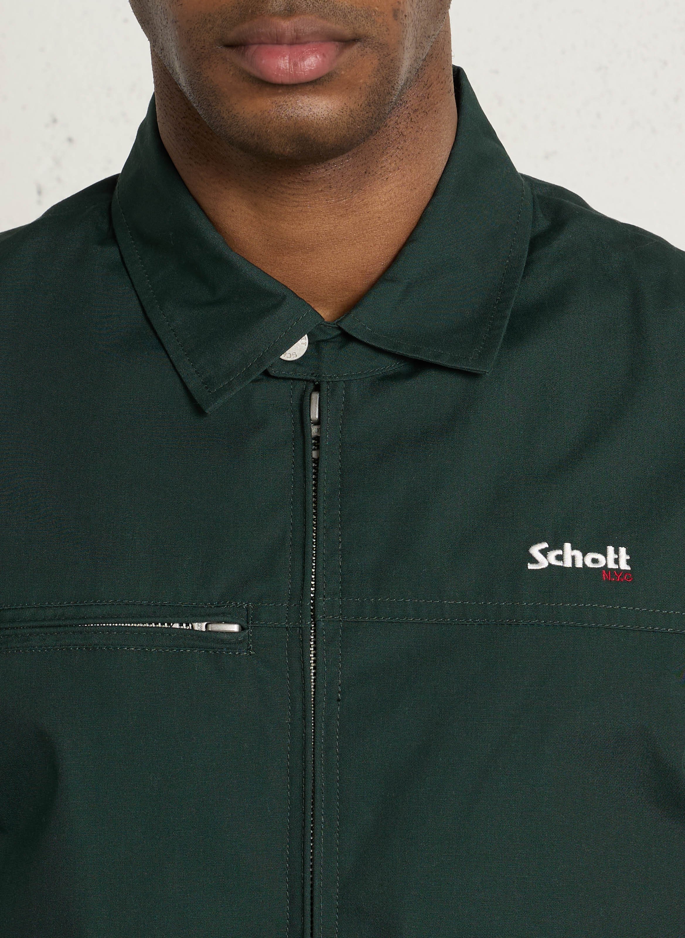Veste droite zippée à poches SCHOTT Vert