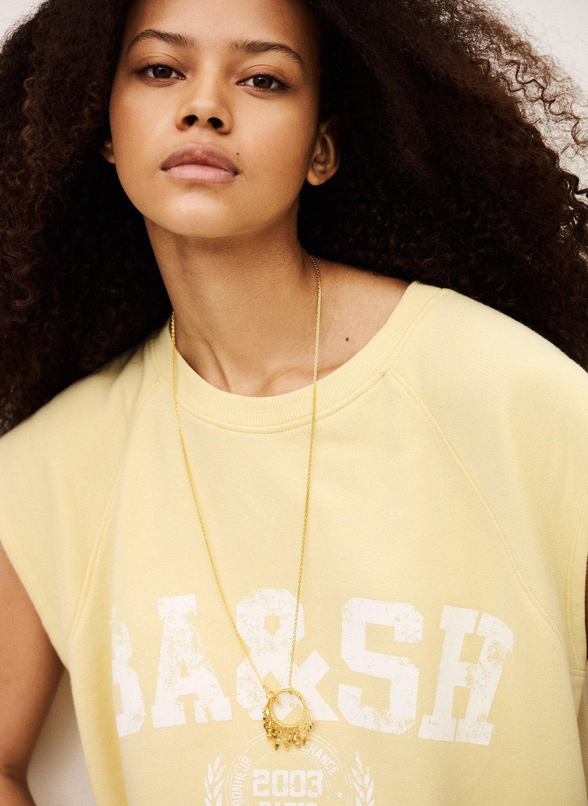 Katoenen sweater met print BA&SH Geel