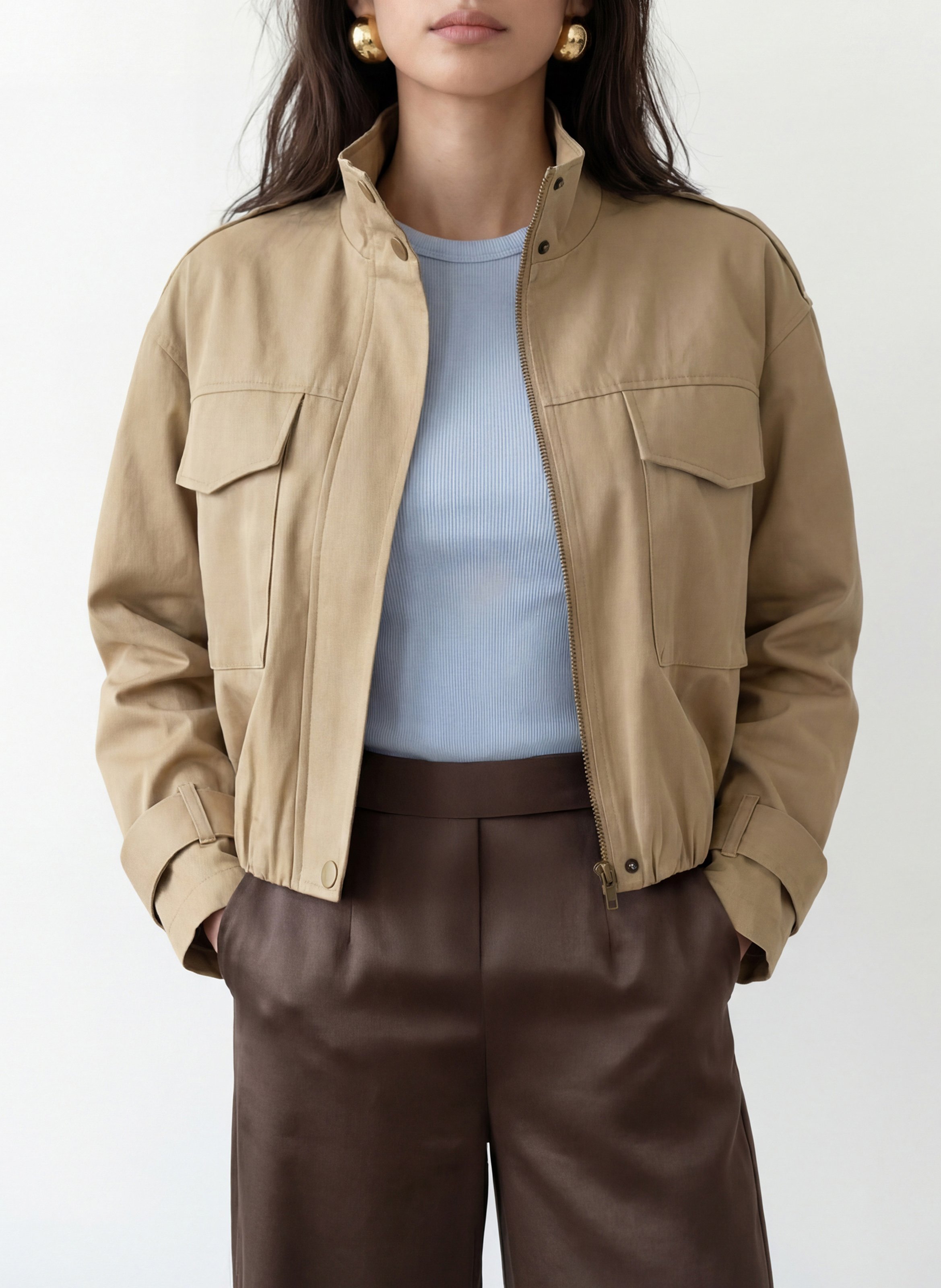 Gerader Blouson mit Stehkragen KOOKAI Beige