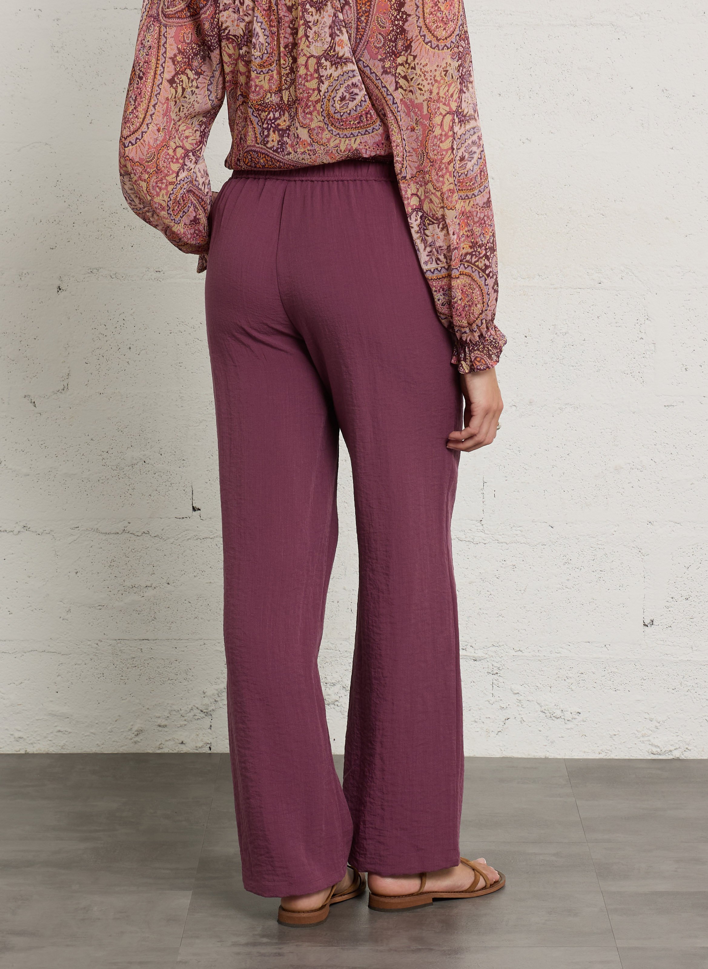 High-waisted wide leg fluid pants SUD EXPRESS Purple