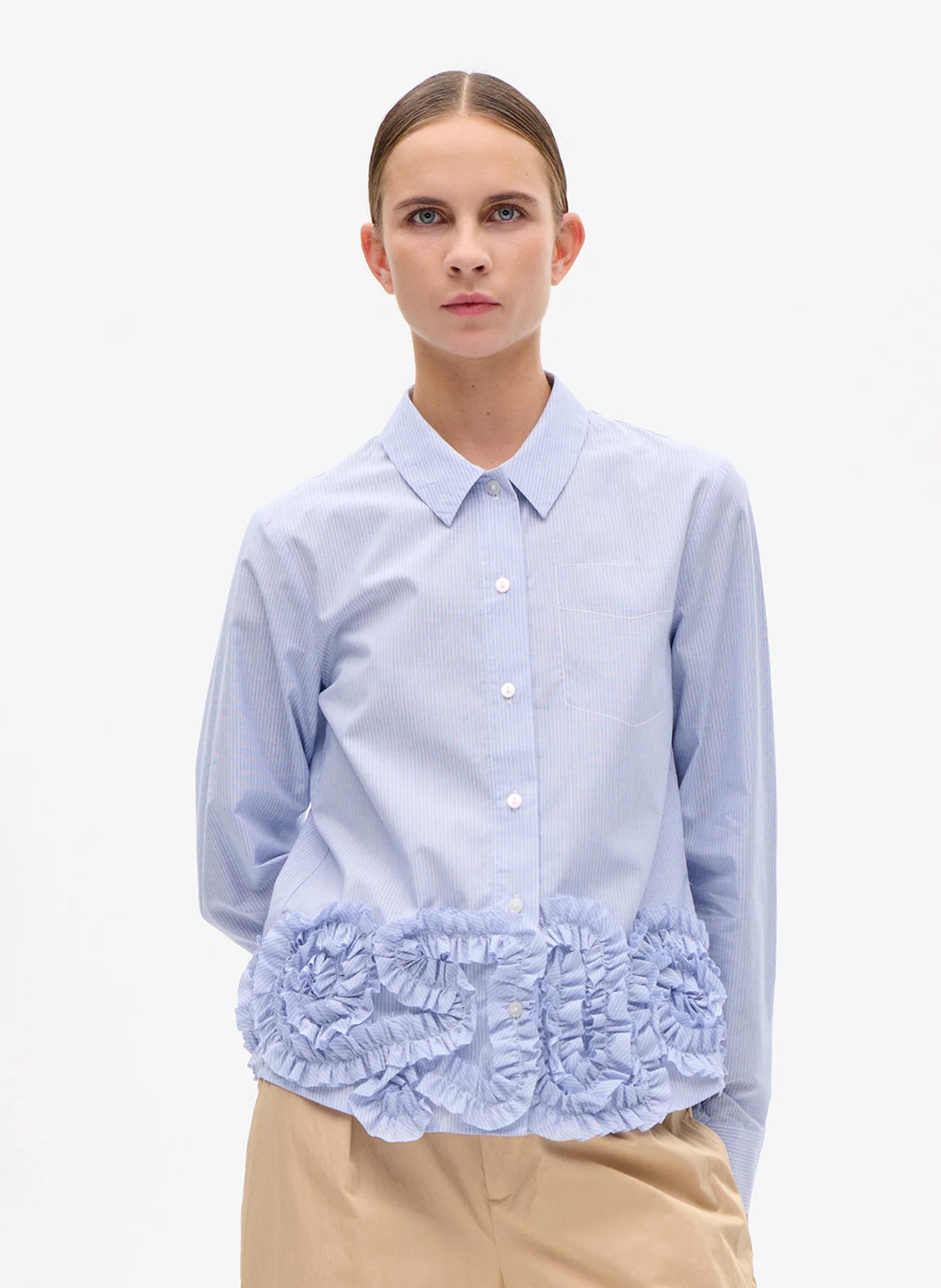 Weites Hemd mit Bio-Baumwollstreifen BAUM UND PFERDGARTEN Blau