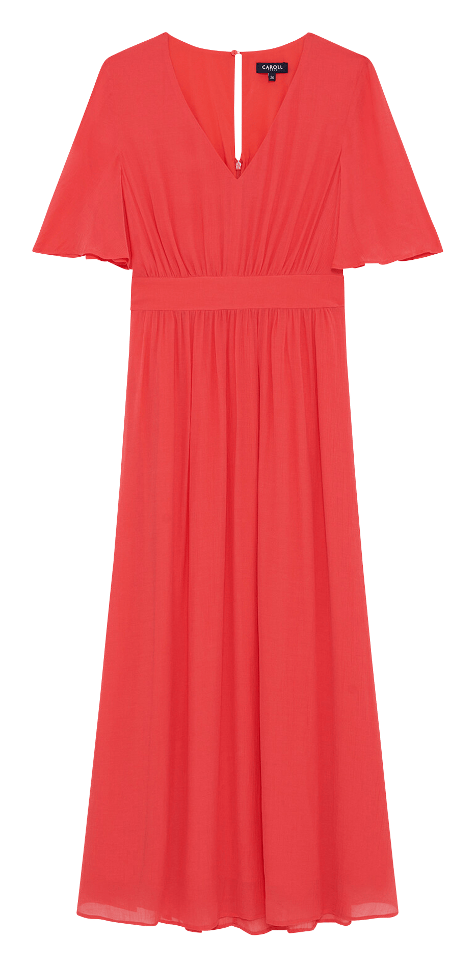 Robe longue col V CAROLL Rouge