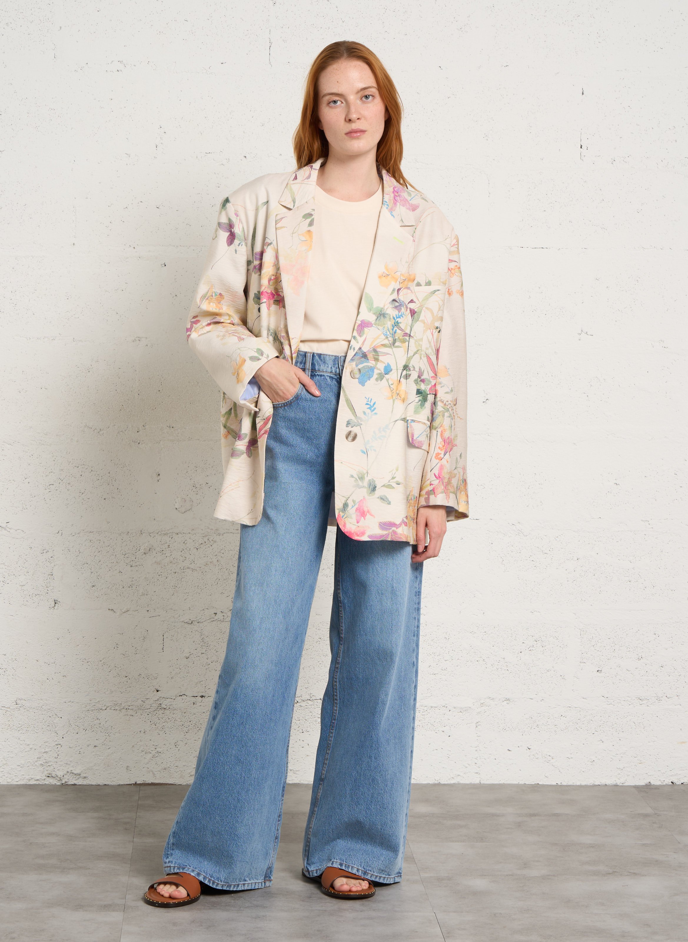 Avarca Berlin - Flache Ledersandalen mit Samt SOCQUE PARIS Beige