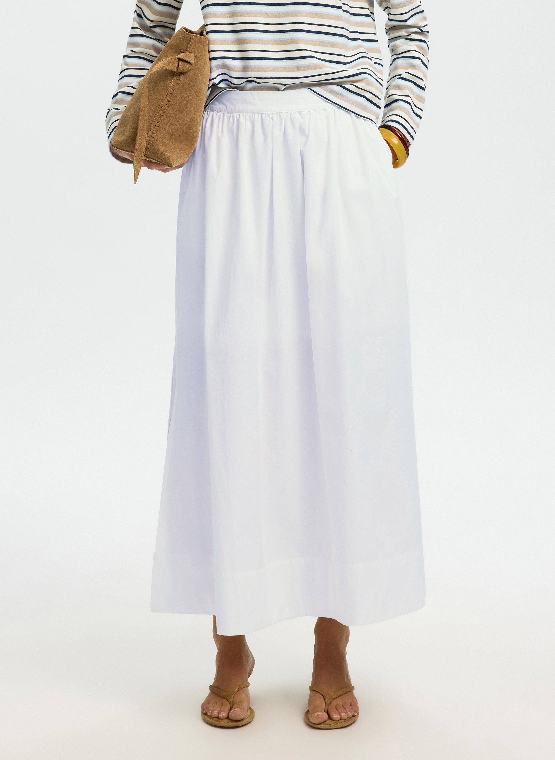 Halflange rok van biologisch katoen SELECTED Wit