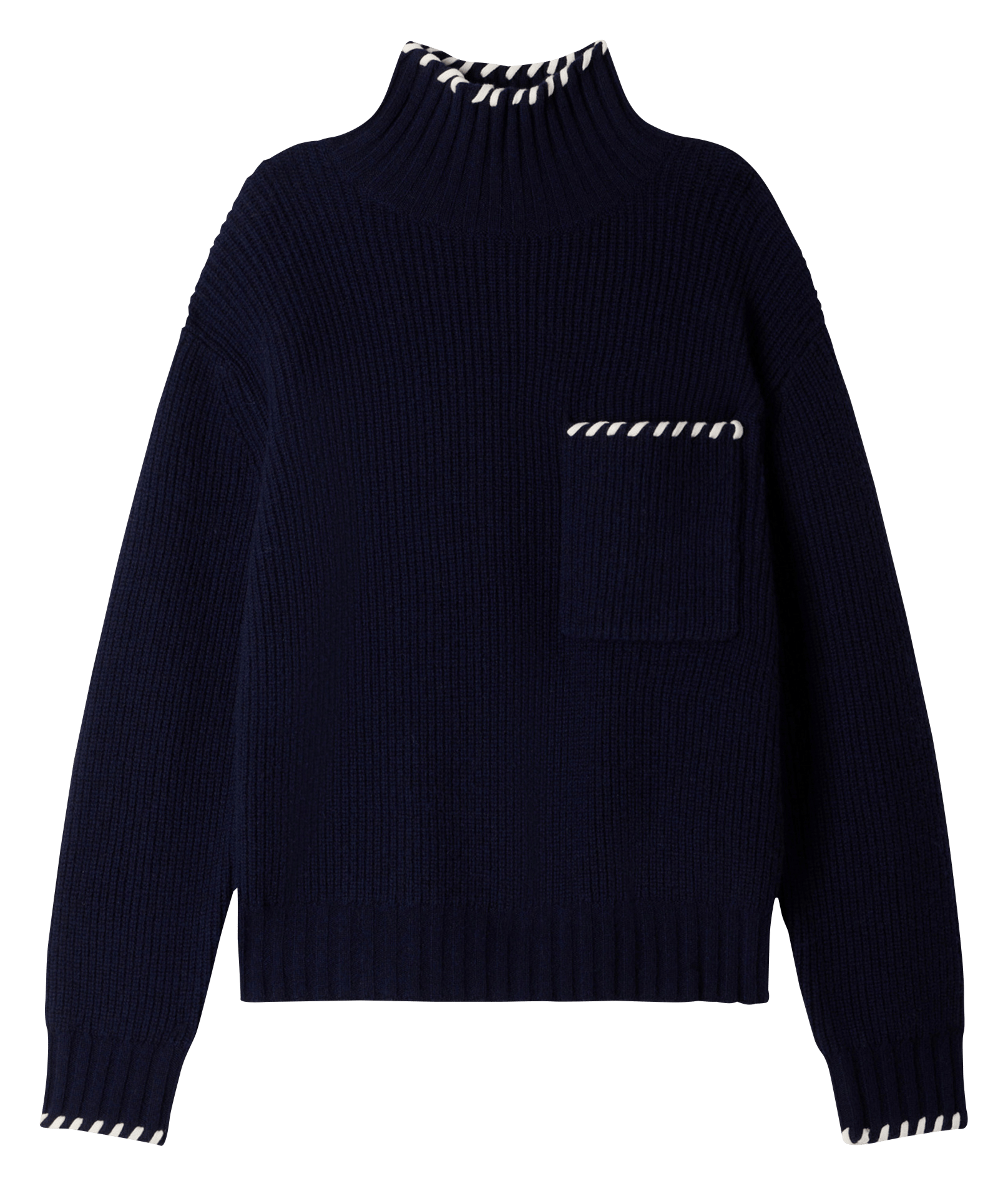Pull col montant ample en laine SANDRO Bleu