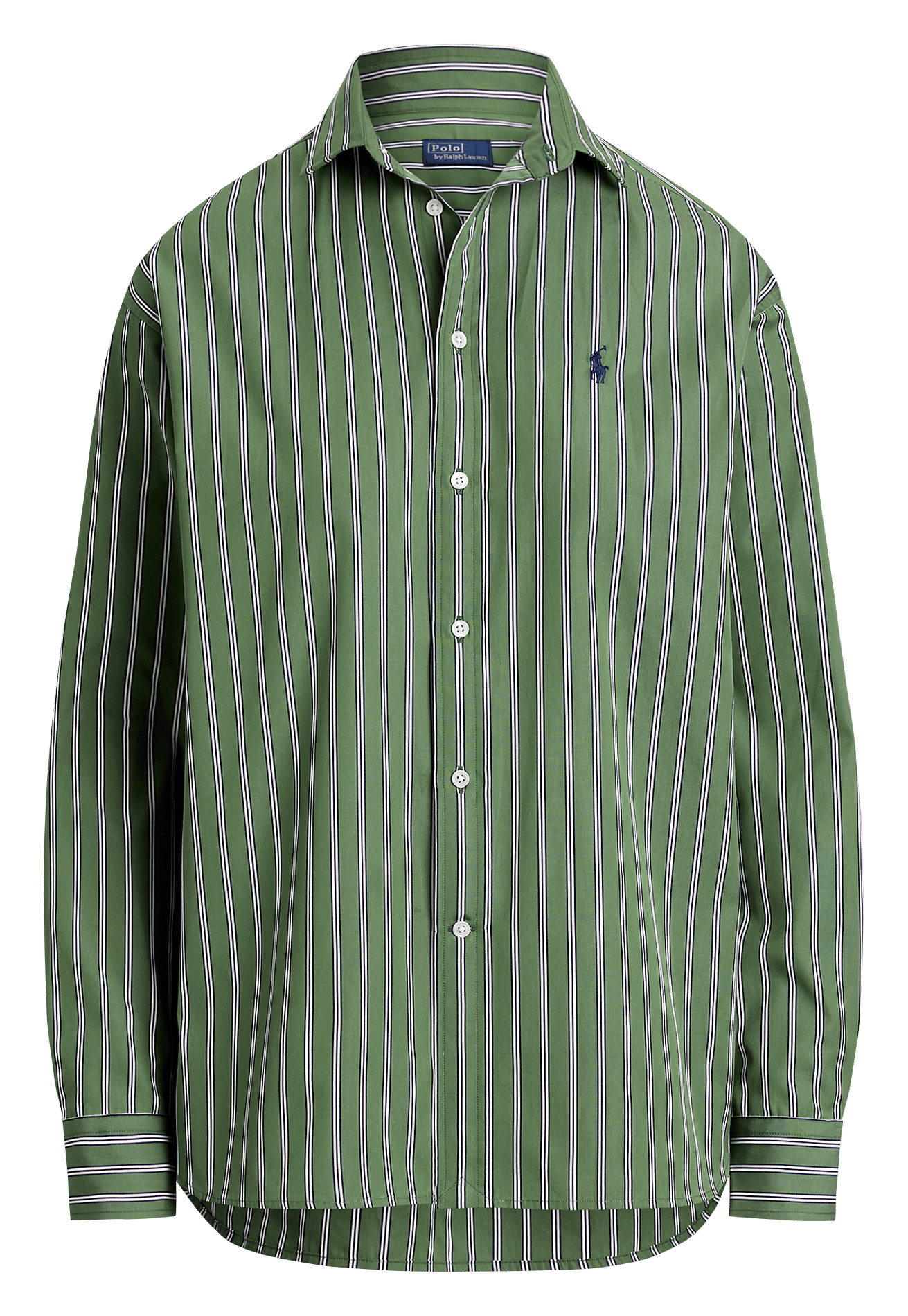 Straight polo collar shirt in striped cotton POLO RALPH LAUREN White