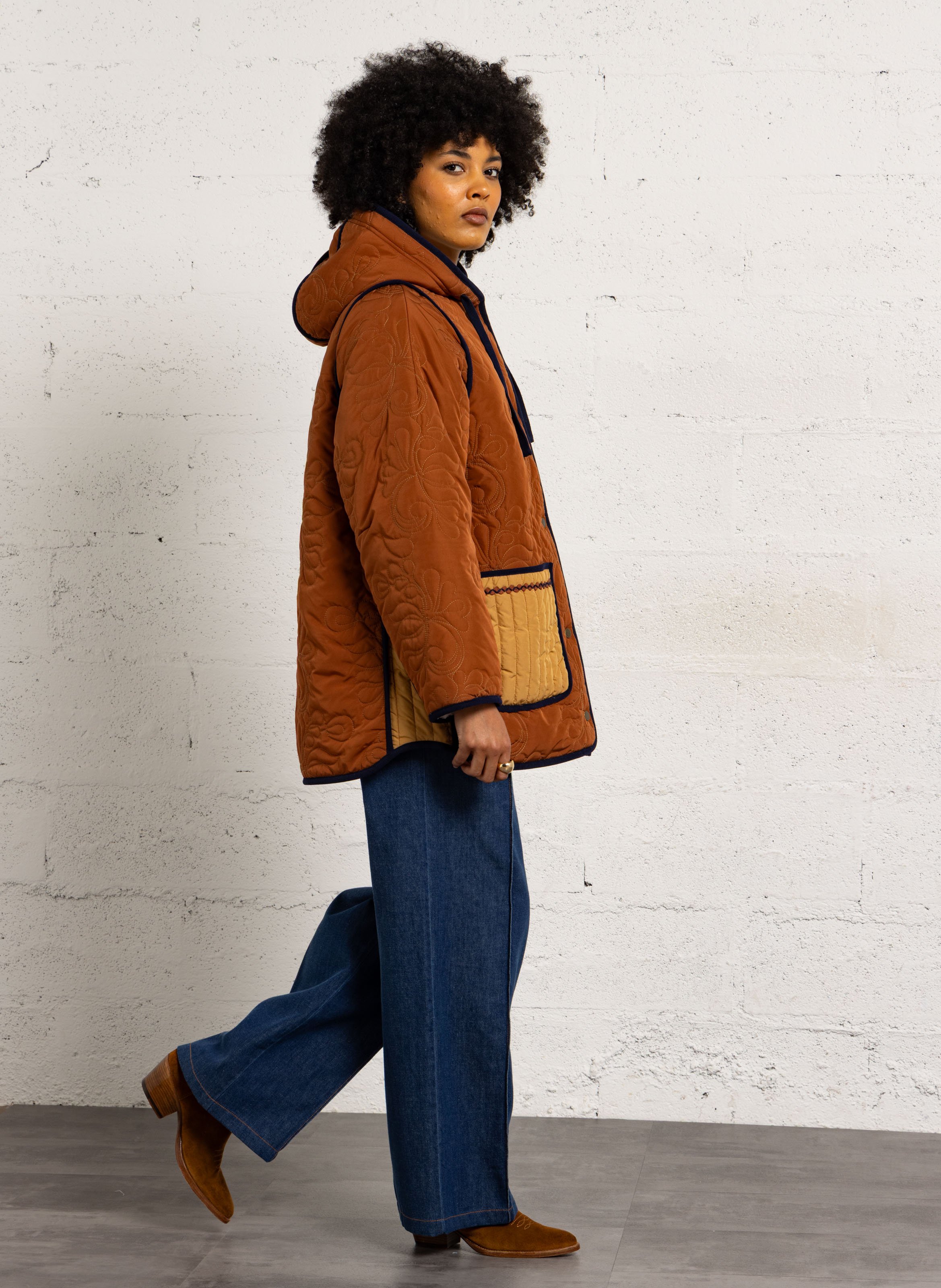 Coat with hood LOUISE MISHA Brown