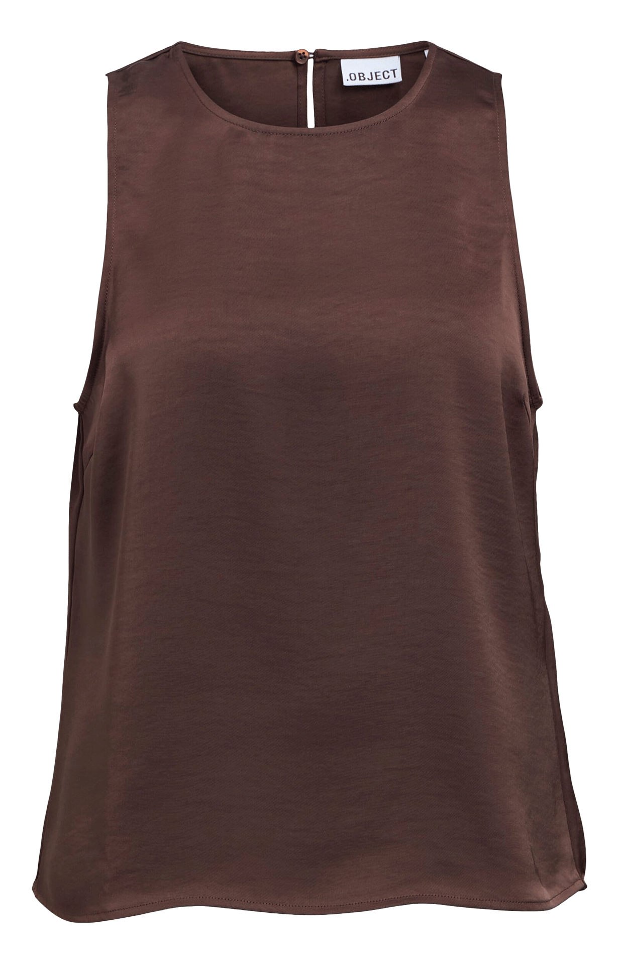 Mouwloze, rechte blouse van gemengde viscose OBJECT Bruin