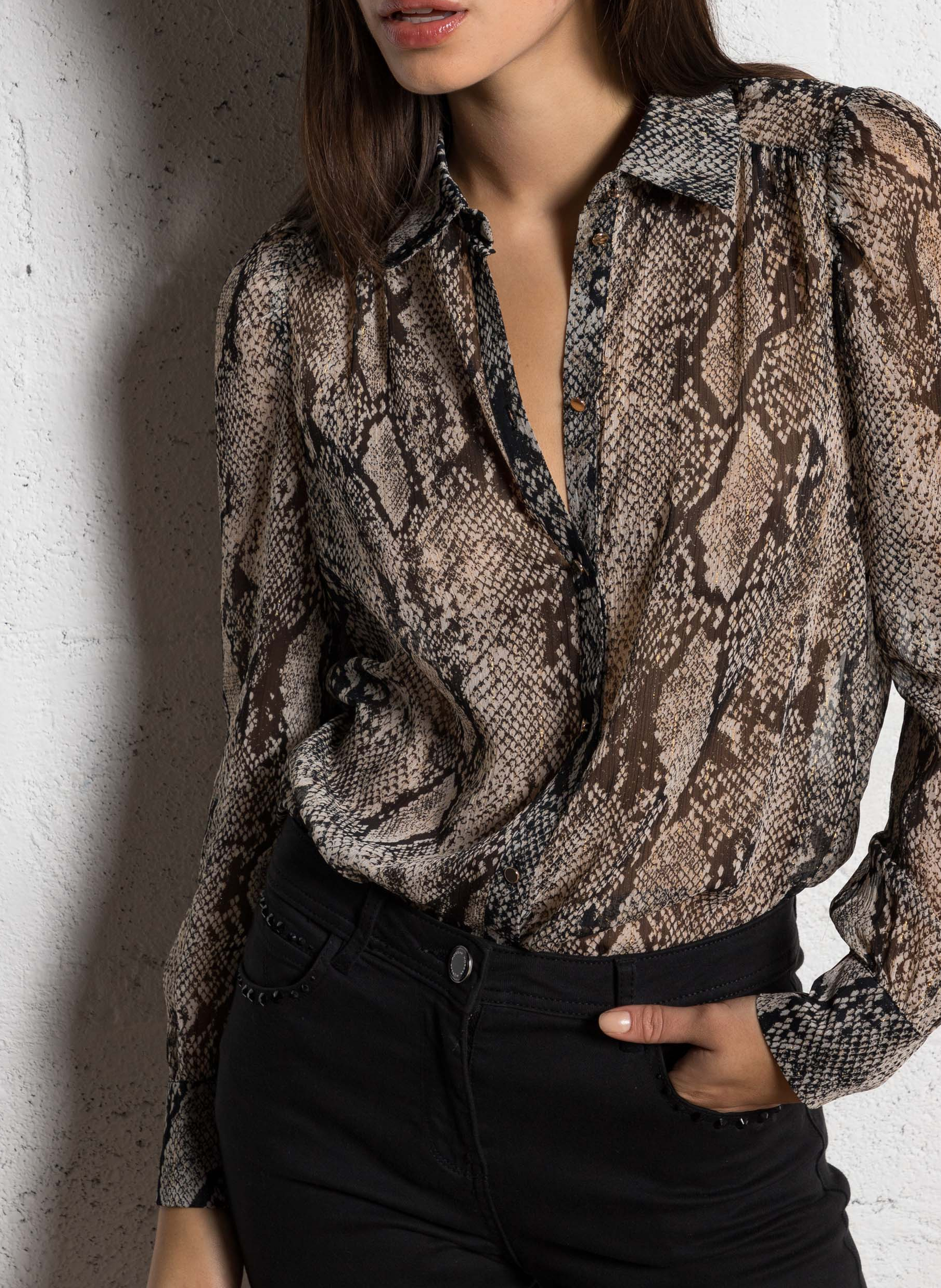 Straight fluid shirt with print MORGAN Multicolored