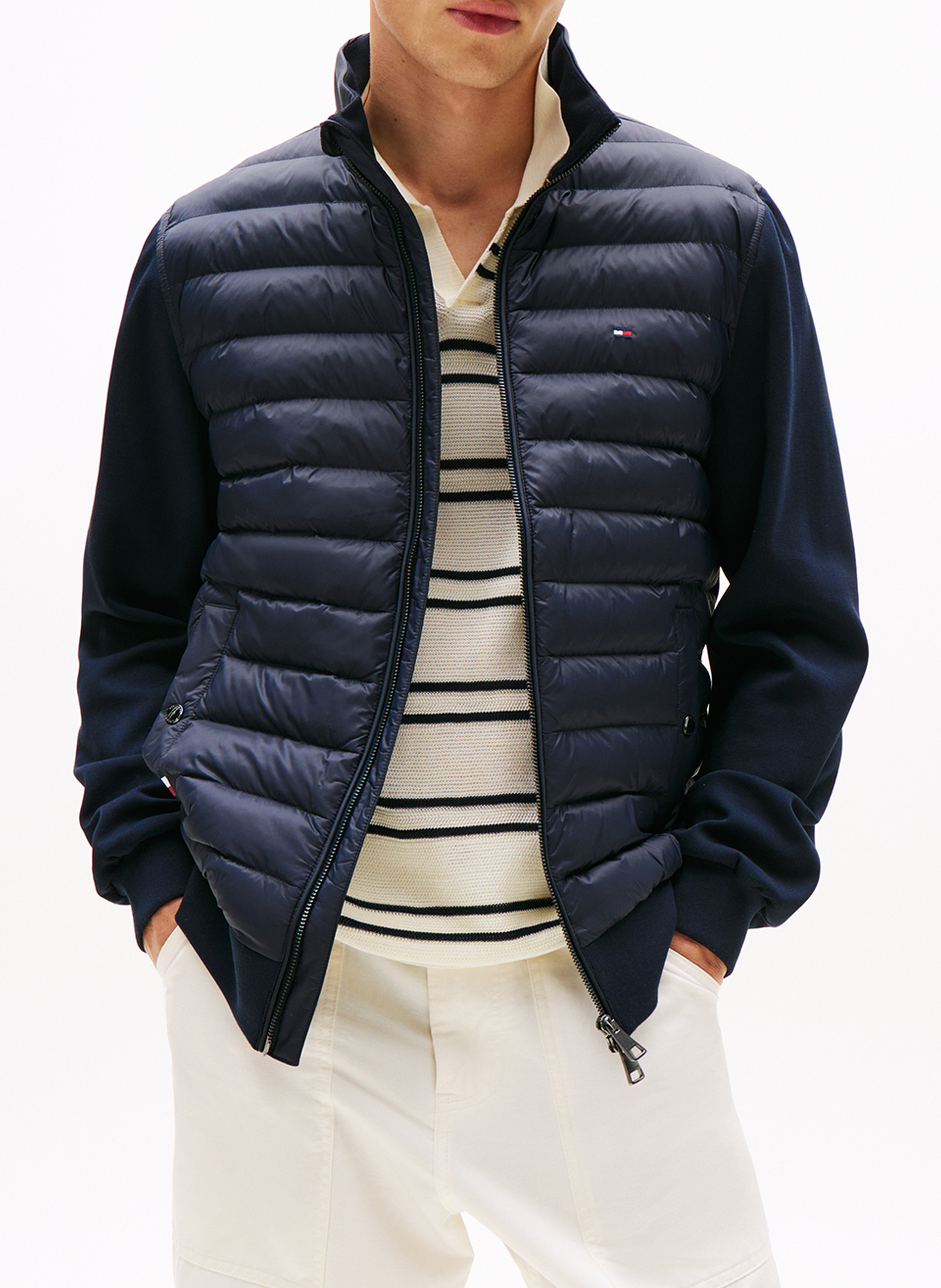 Gerade geschnittener Blouson aus Baumwoll-Mix mit Stehkragen TOMMY HILFIGER Blau