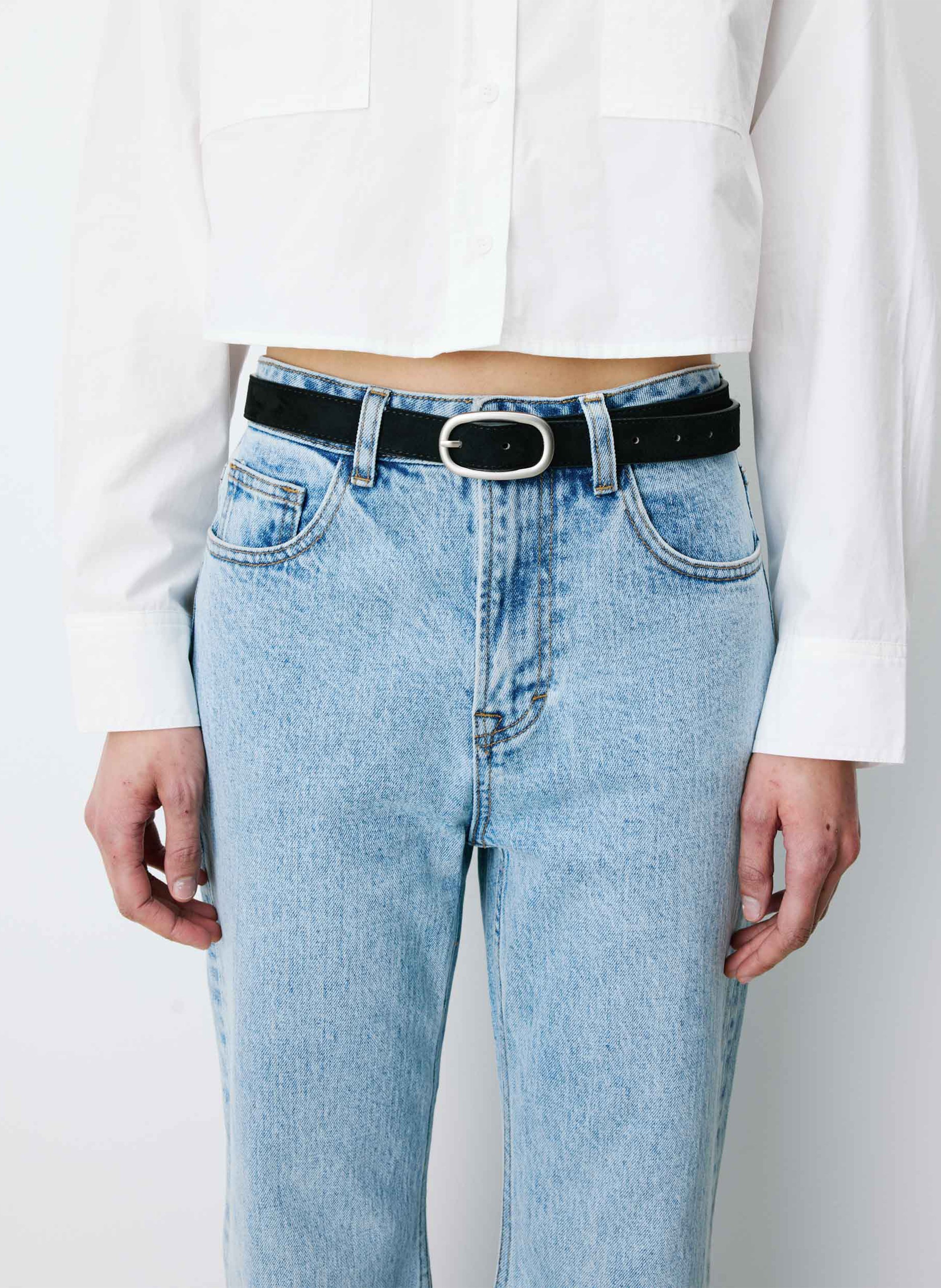 Ceinture à boucle argentée GRACE ET MILA Noir