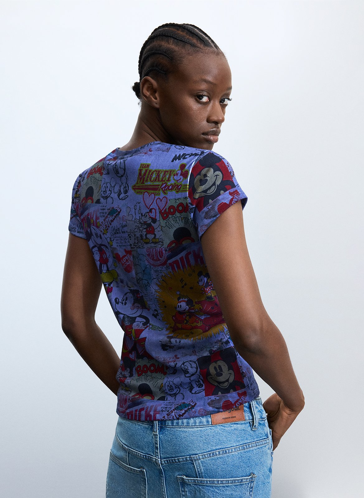 Straight round-neck T-shirt in printed blended cotton. DESIGUAL Black