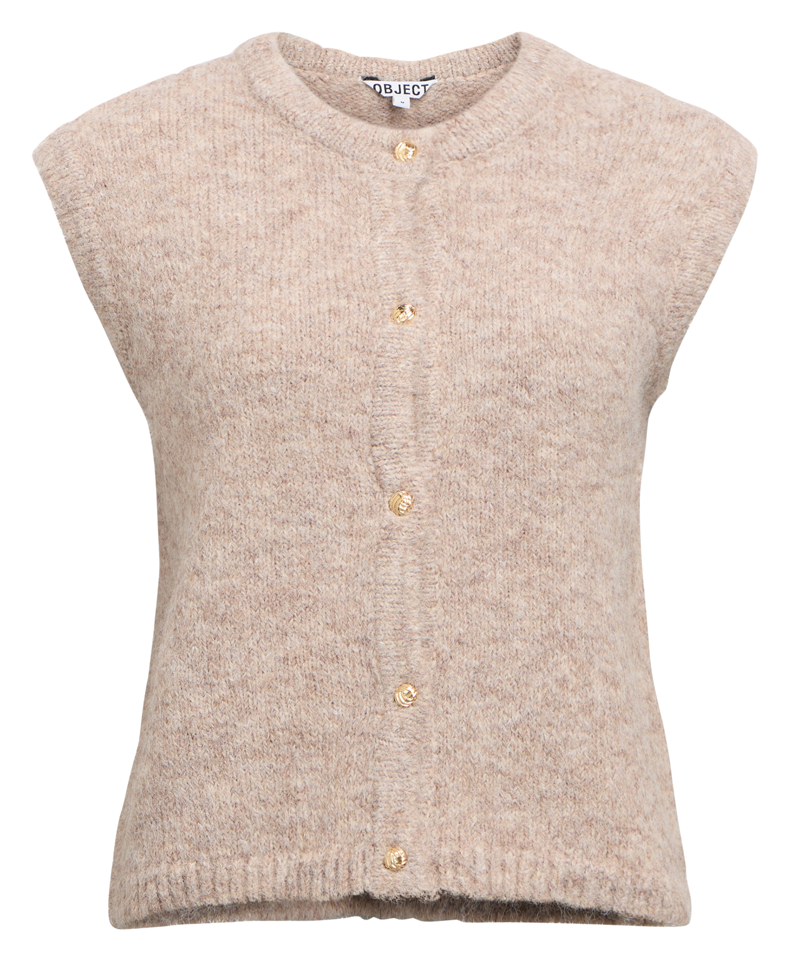 Round-neck cardigan OBJECT Brown