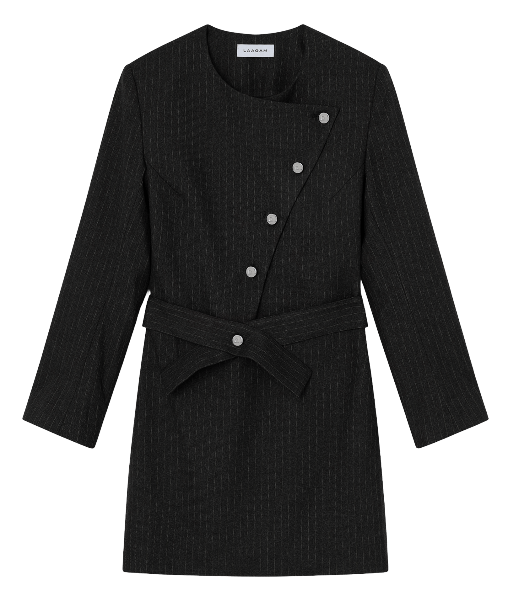 Robe courte col rond rayée LAAGAM Gris