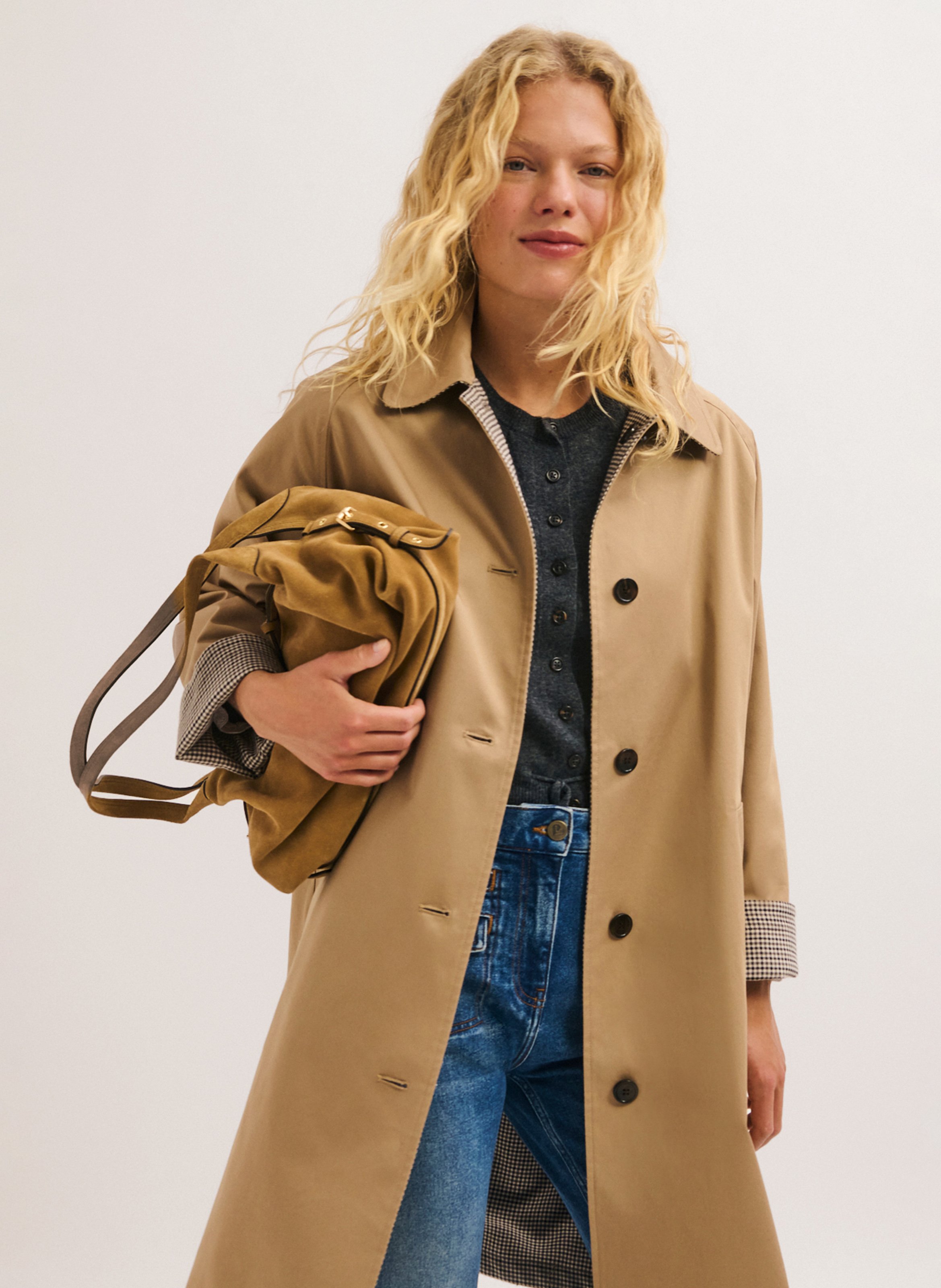 Gerade geschnittener Trenchcoat aus Baumwoll-Mix PABLO Beige