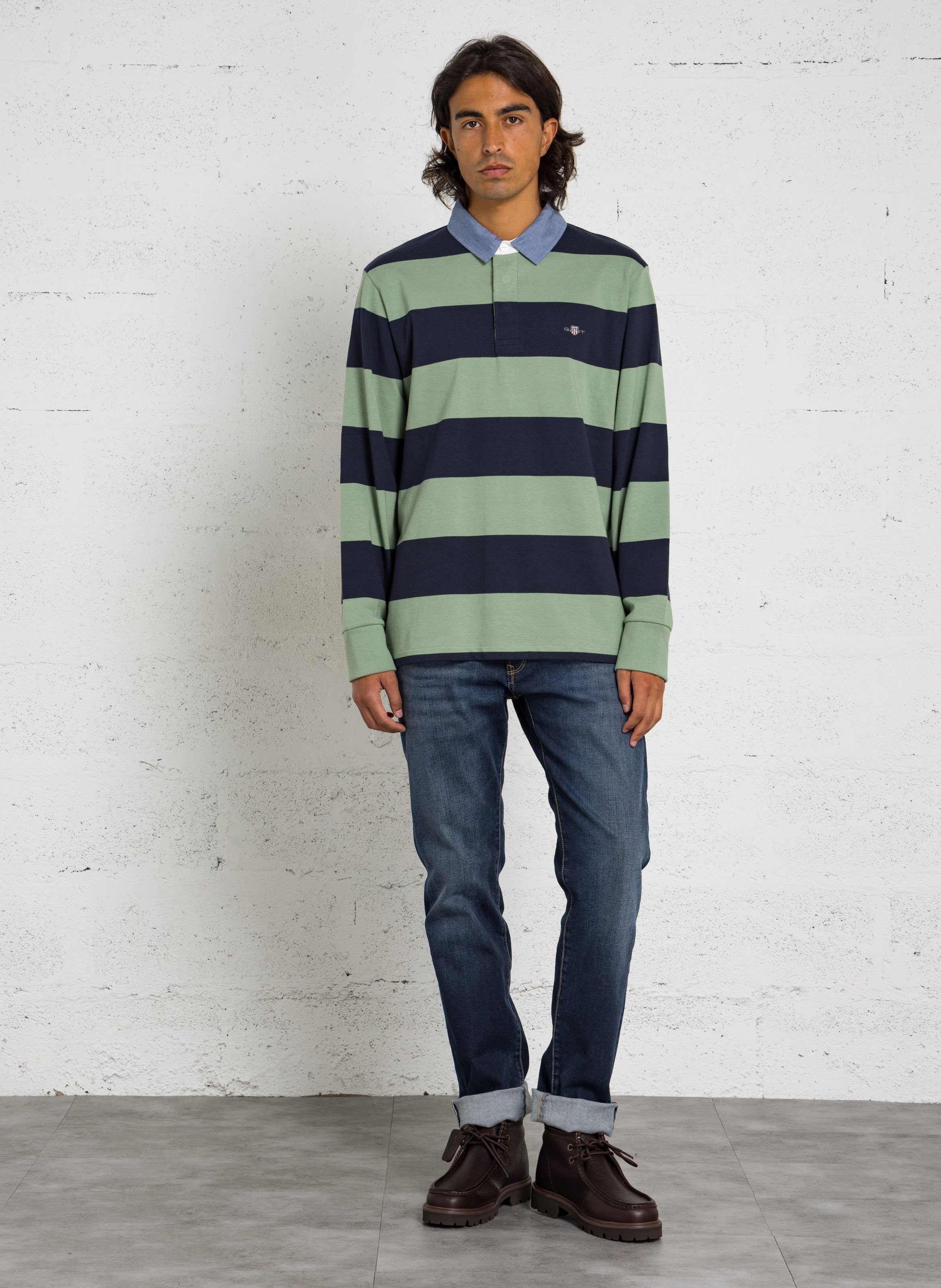 Gerade geschnittenes Poloshirt aus Baumwolle mit Streifen GANT Grun