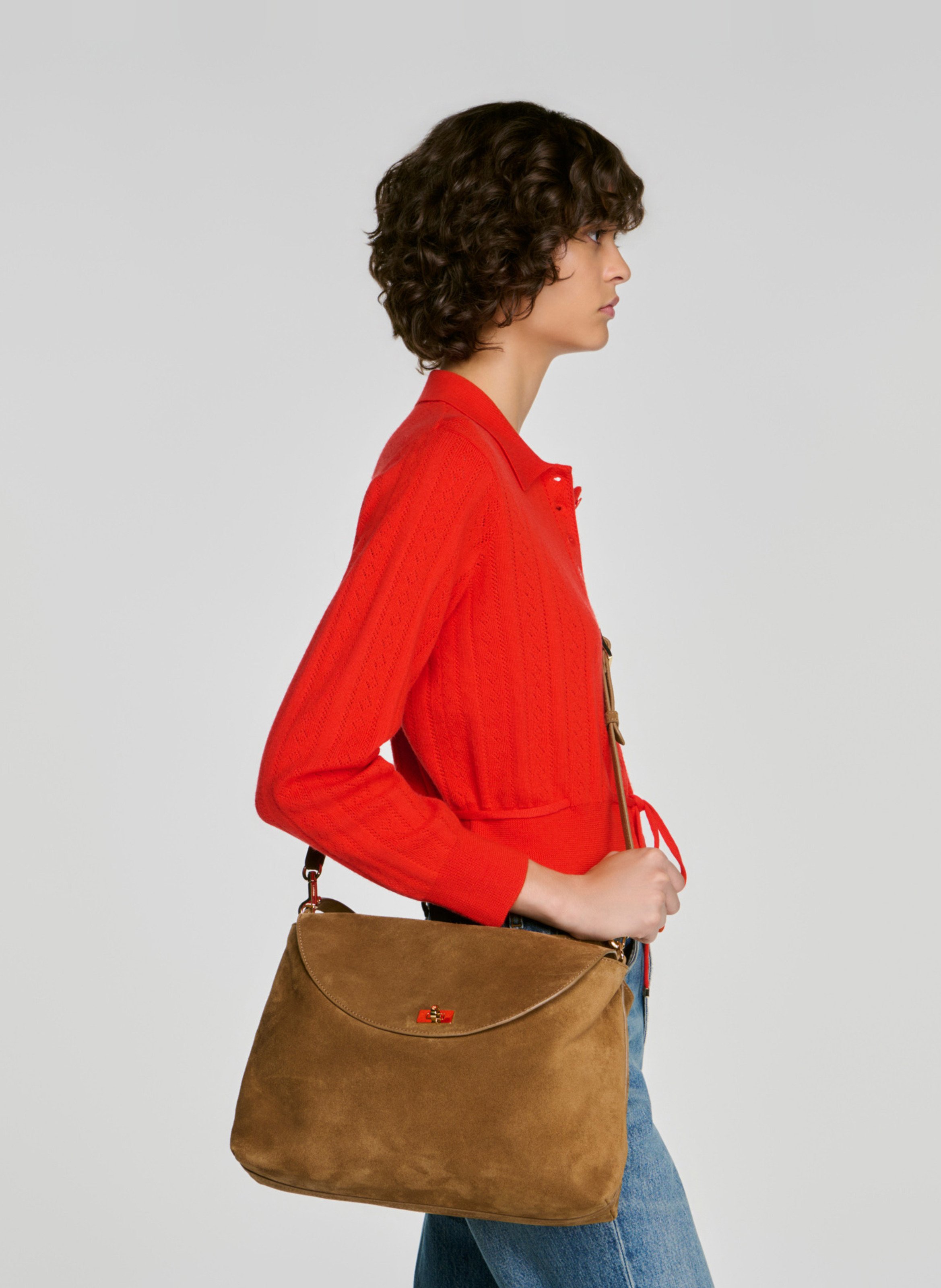 Suède handtas SANDRO Beige