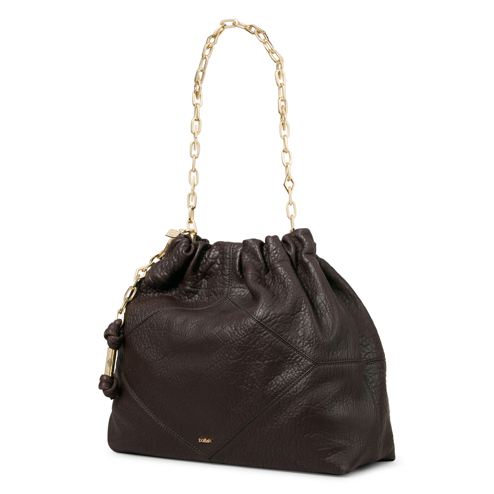 Leather shoulder bag with chain BA&SH Brown