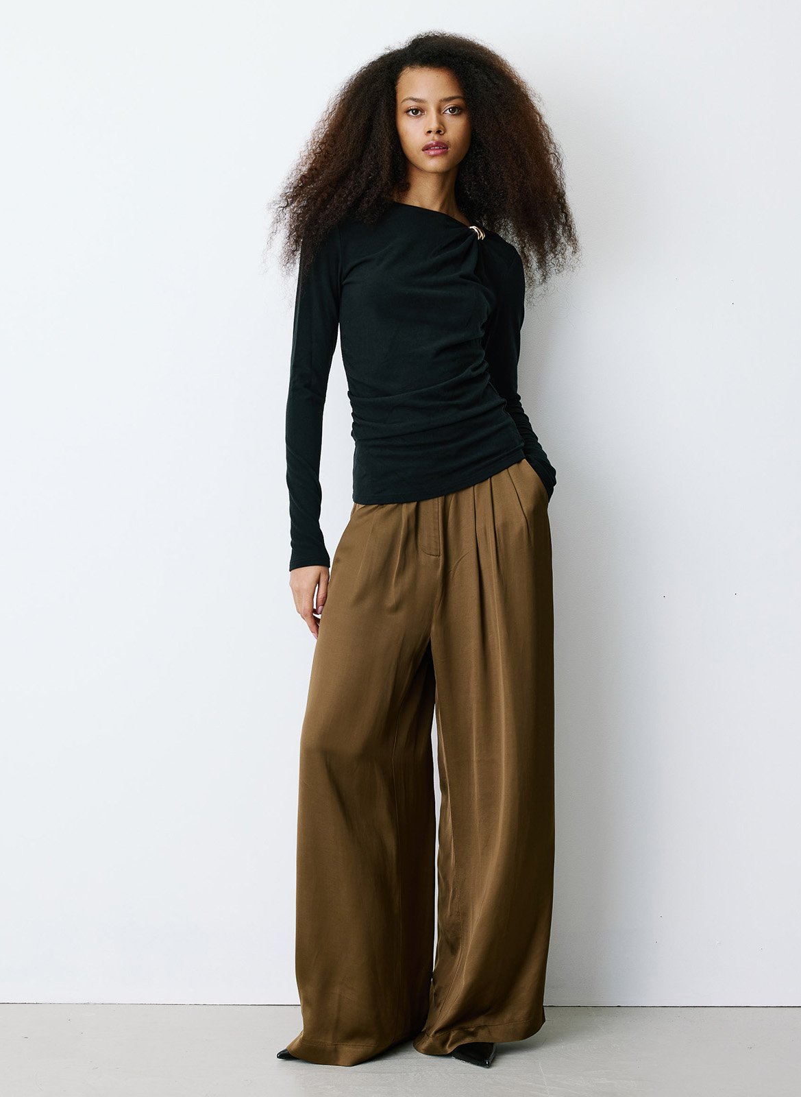 T-shirt manches longues drapé GRACE ET MILA Noir
