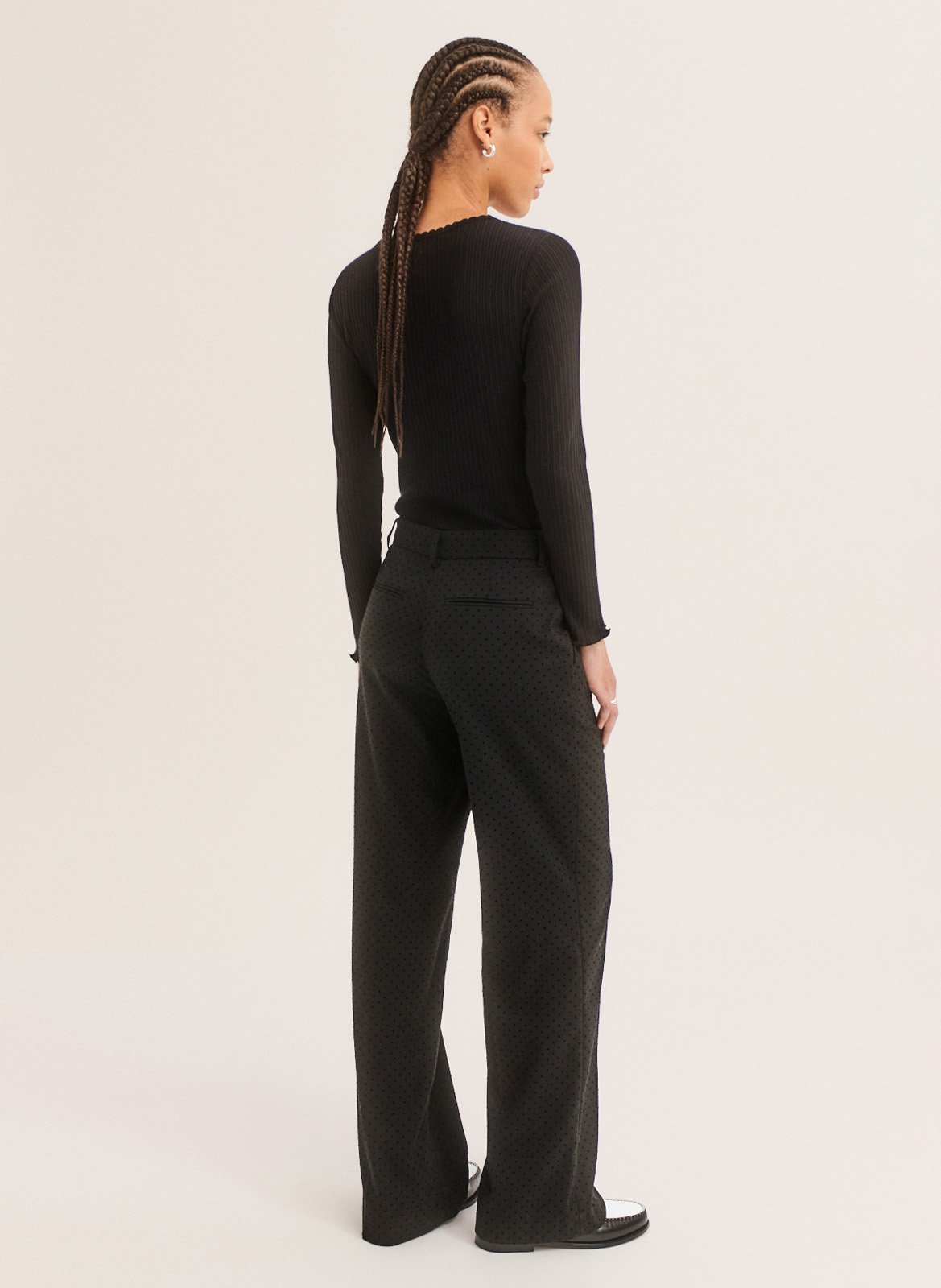 Wide-leg spotted trousers PABLO Black