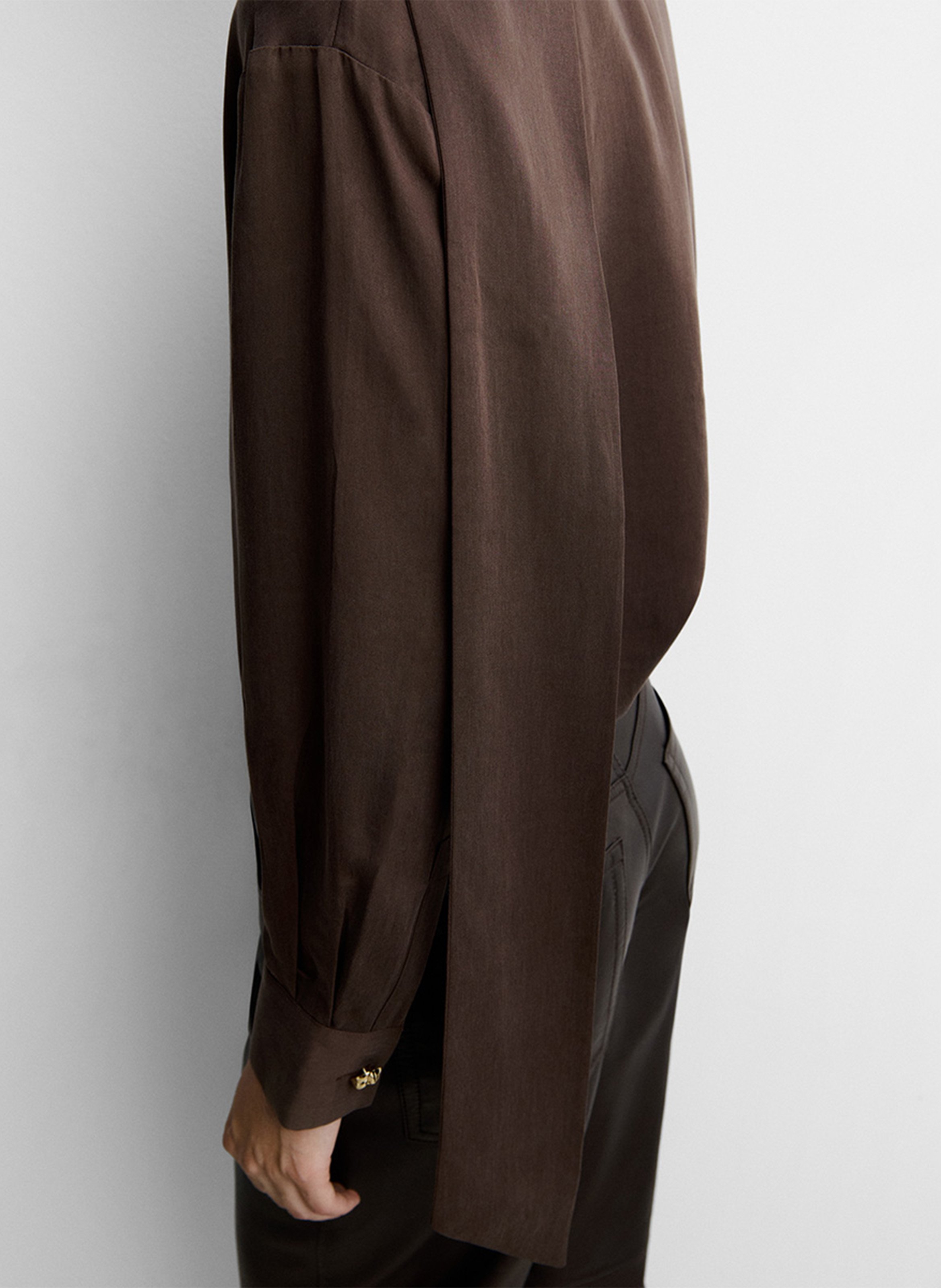 Oversized blouse with pussy-bow collar SIMORRA Brown