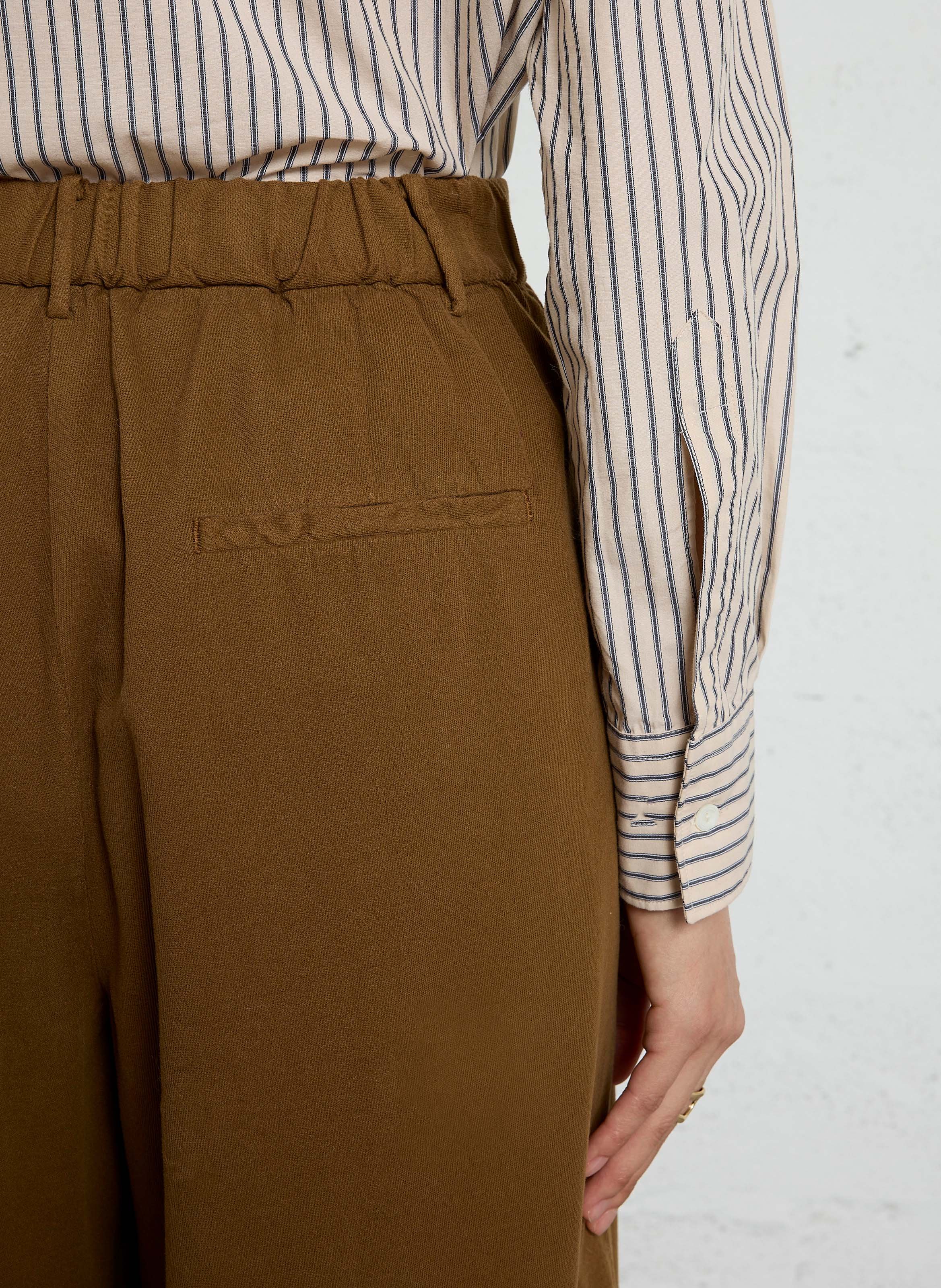 Wide-leg pants in cotton and wool blend POMANDERE Brown