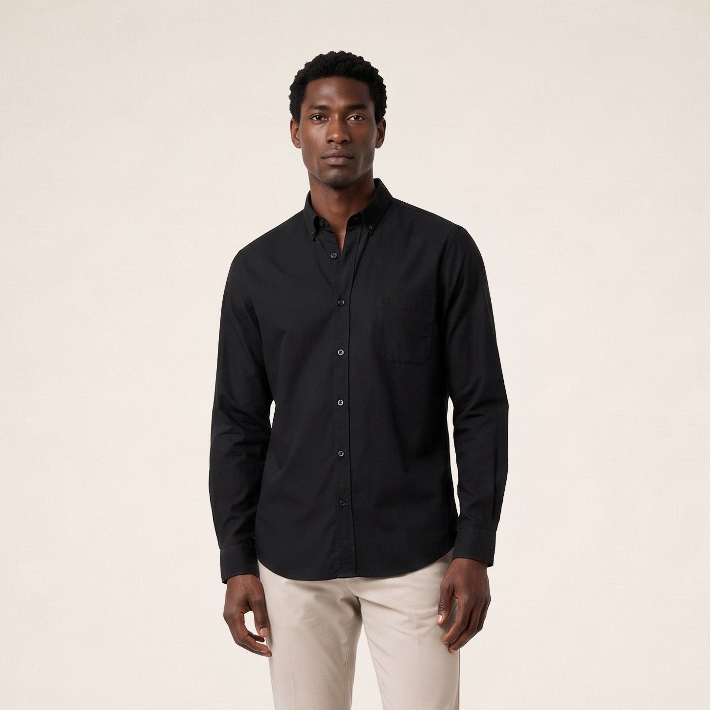 Long-sleeved cotton poplin shirt SERGE BLANCO Black