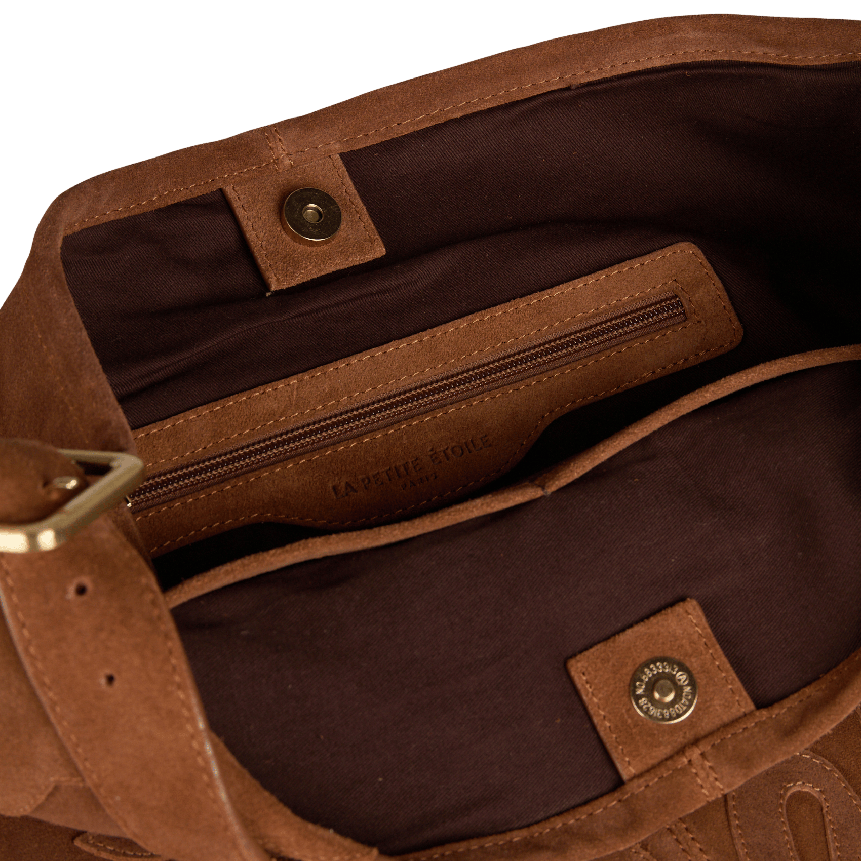 Sac porté épaule brodé en cuir LA PETITE ETOILE Marron