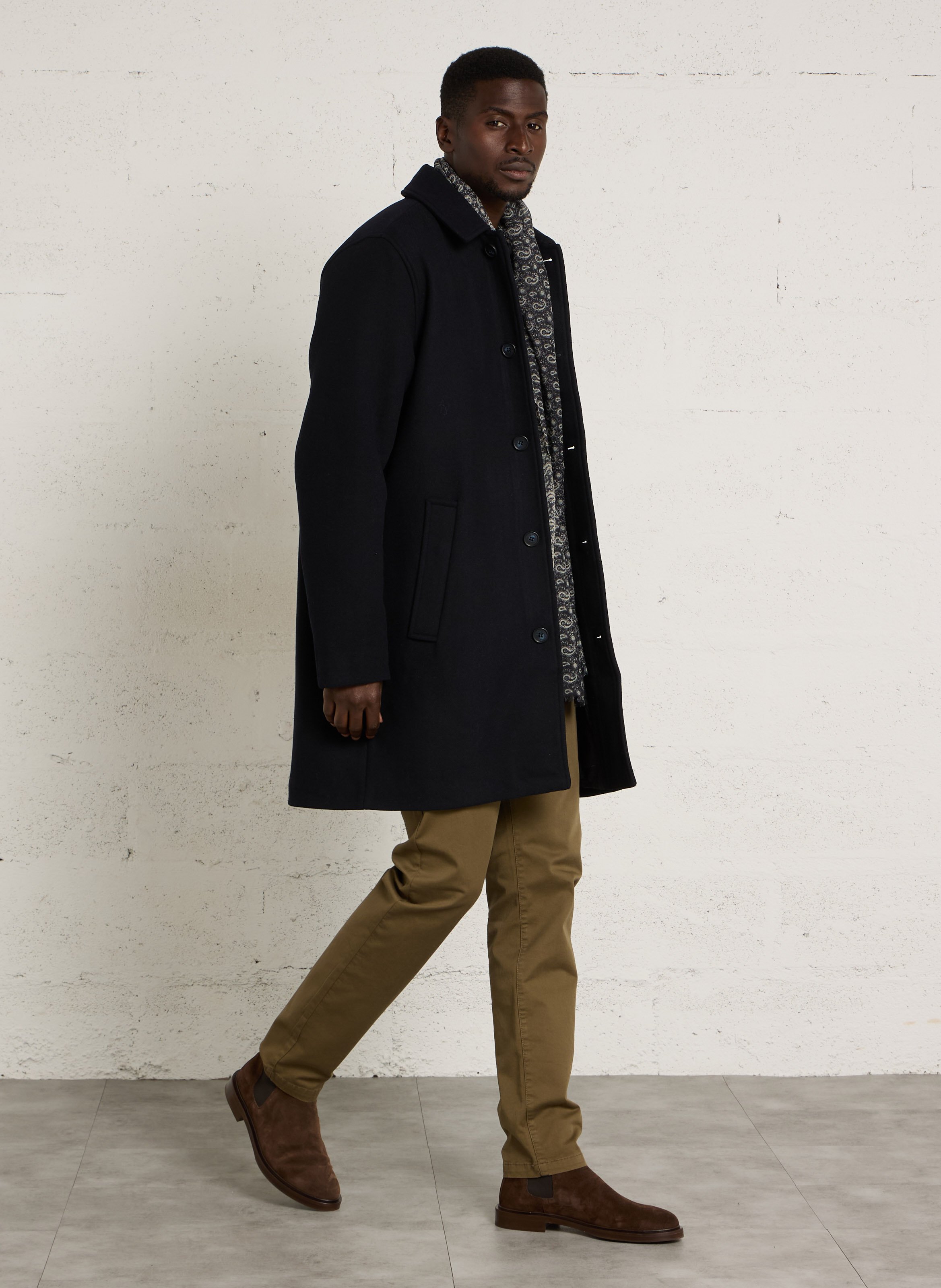 Pull droit à col boutonné en laine mélangée  CASUAL FRIDAY Noir