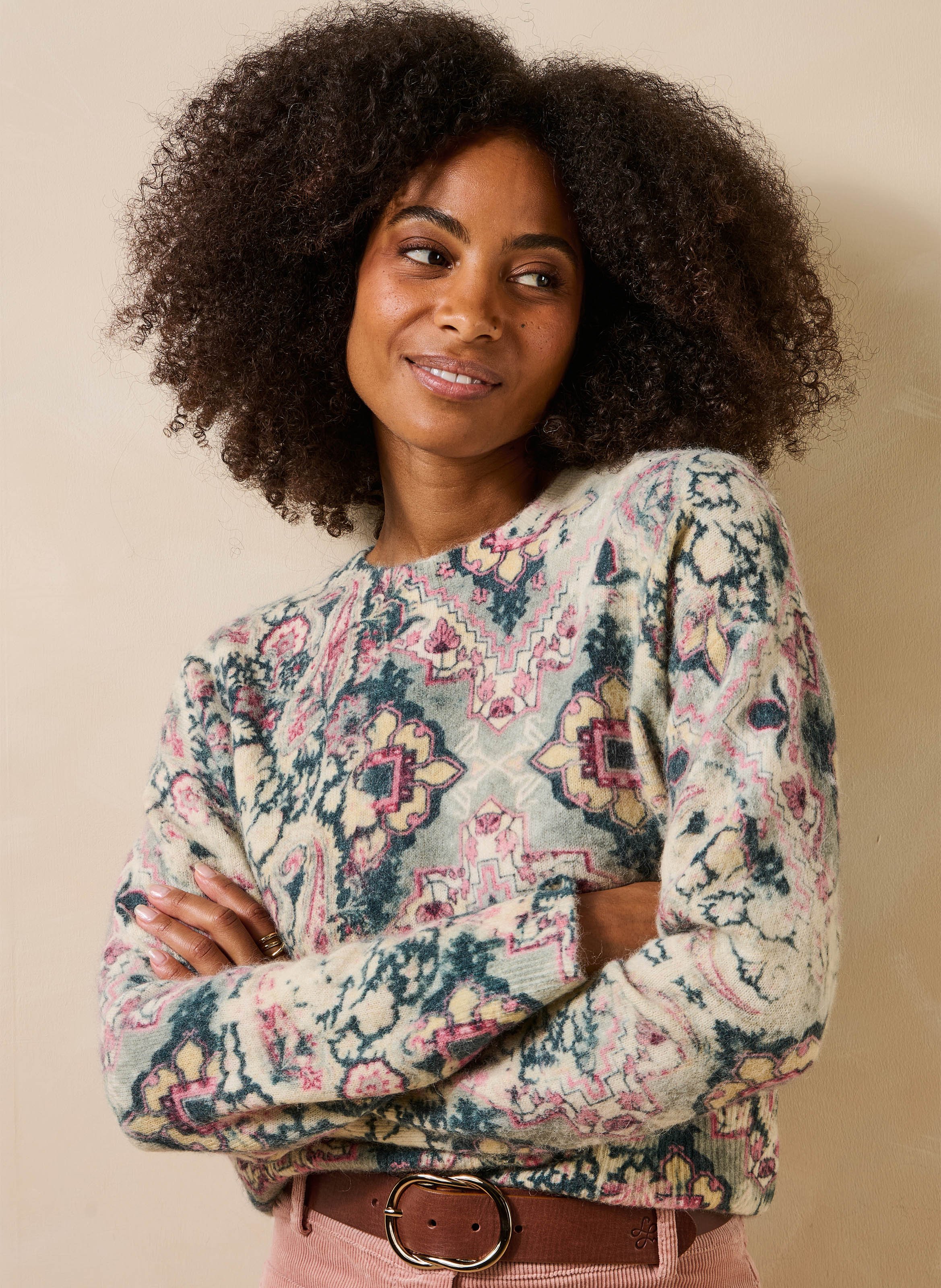 Loose-Fit Printed Wool-Blend Sweater LA FEE MARABOUTEE White