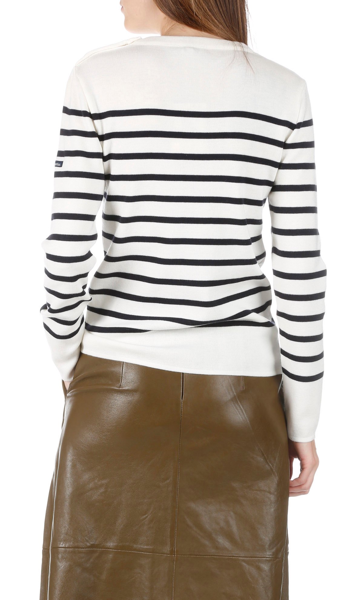 Pull col rond rayé en laine ARMOR LUX Bleu