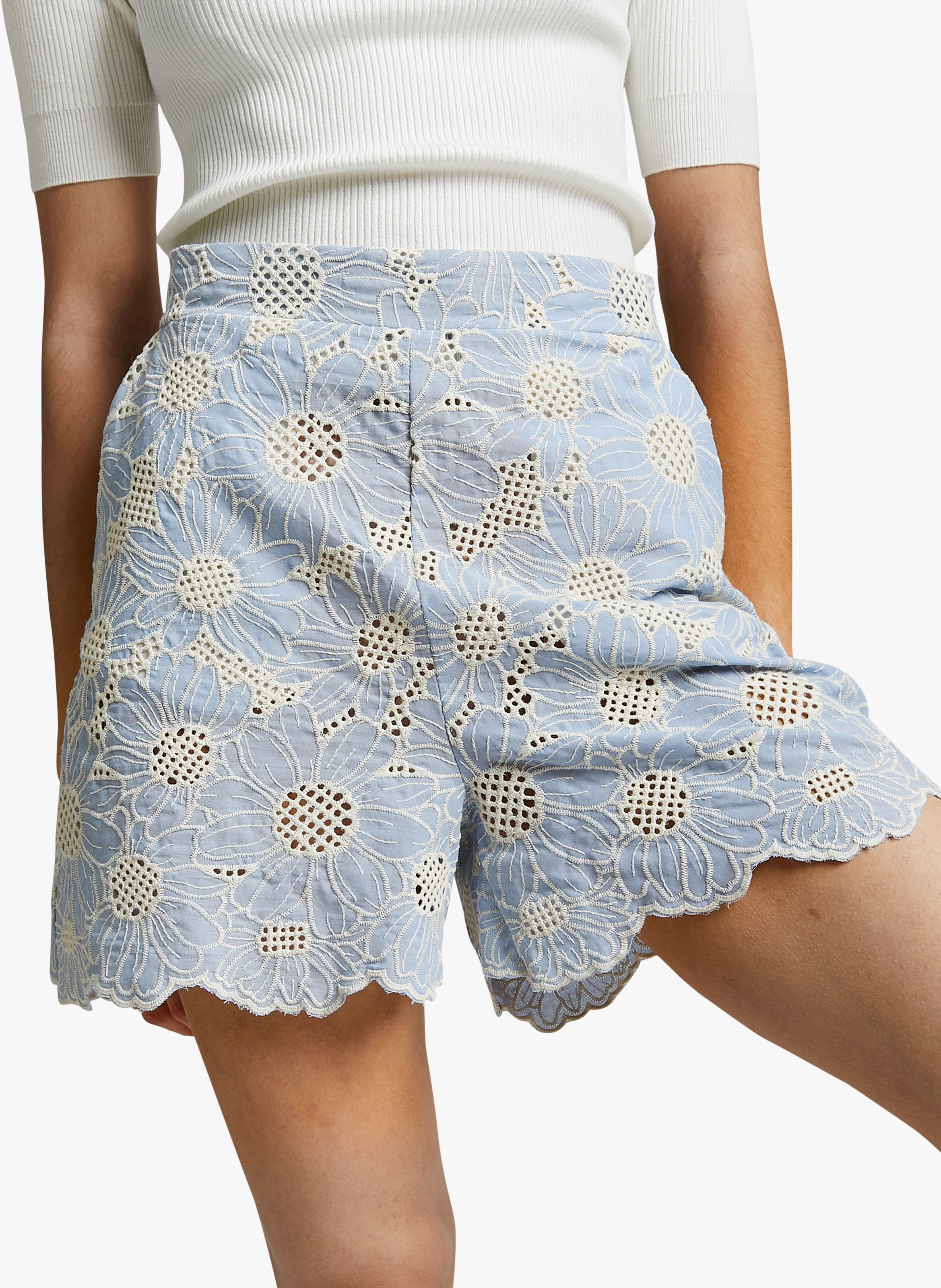 Short en coton brodé INDEE Bleu