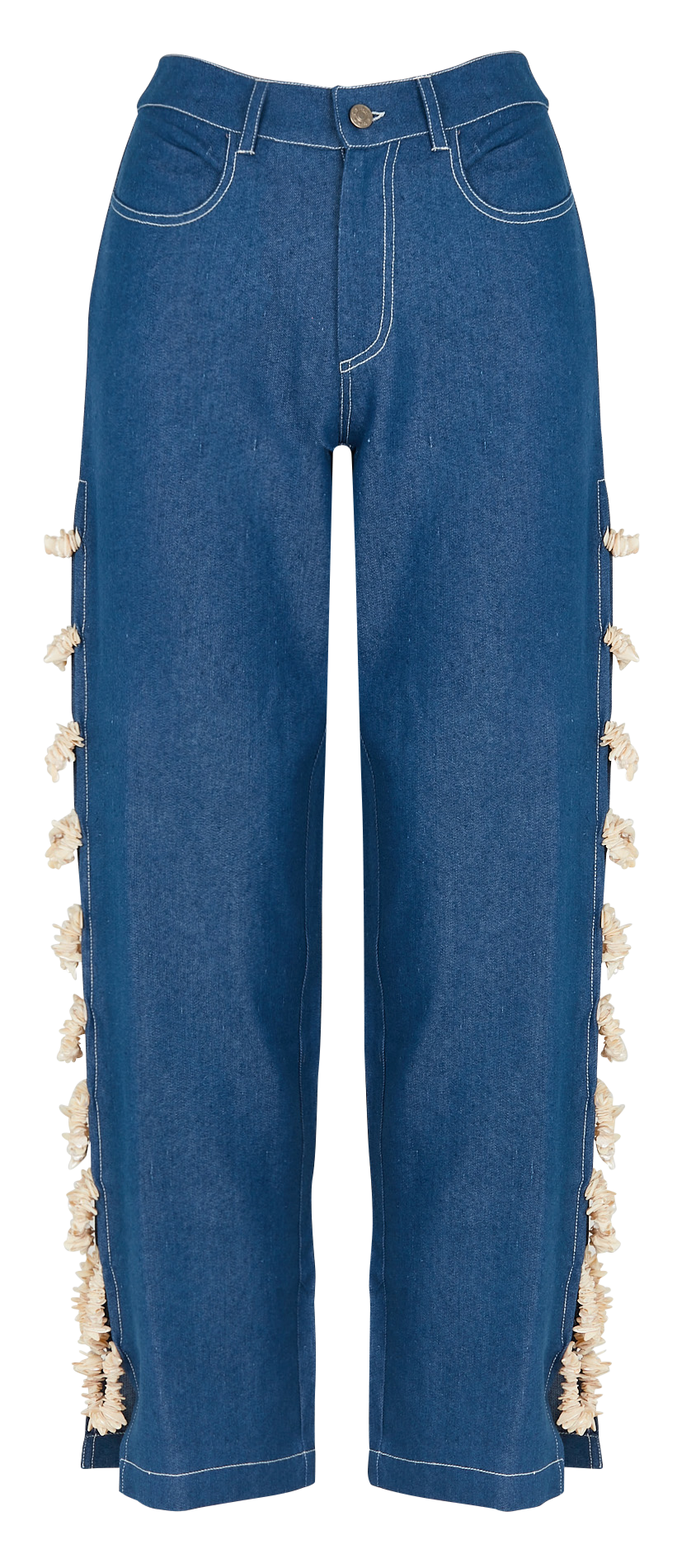 Straight-leg cotton jeans with shells SUNDRESS Blue