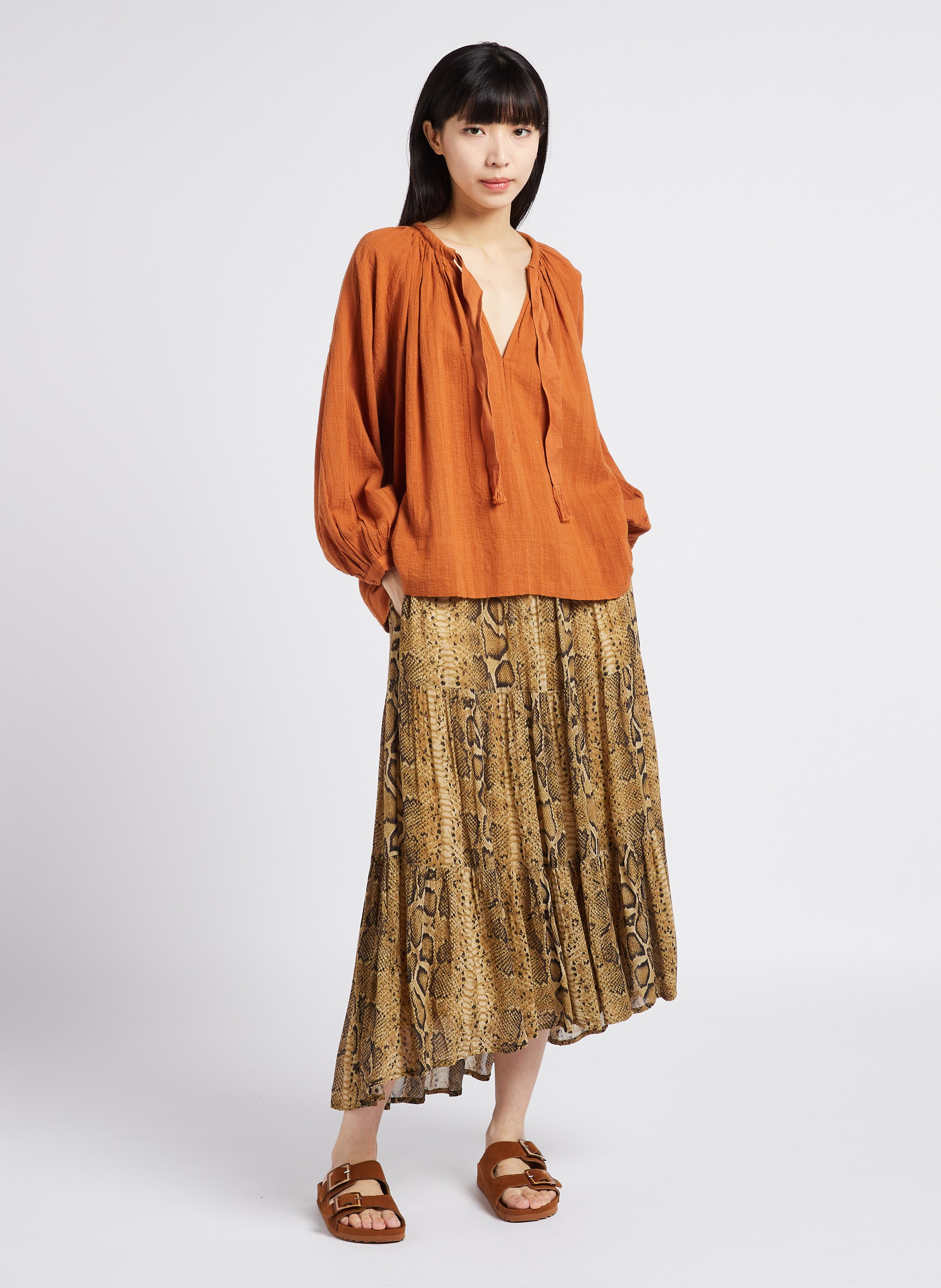 Loose-fit textured blouse SWILDENS Orange
