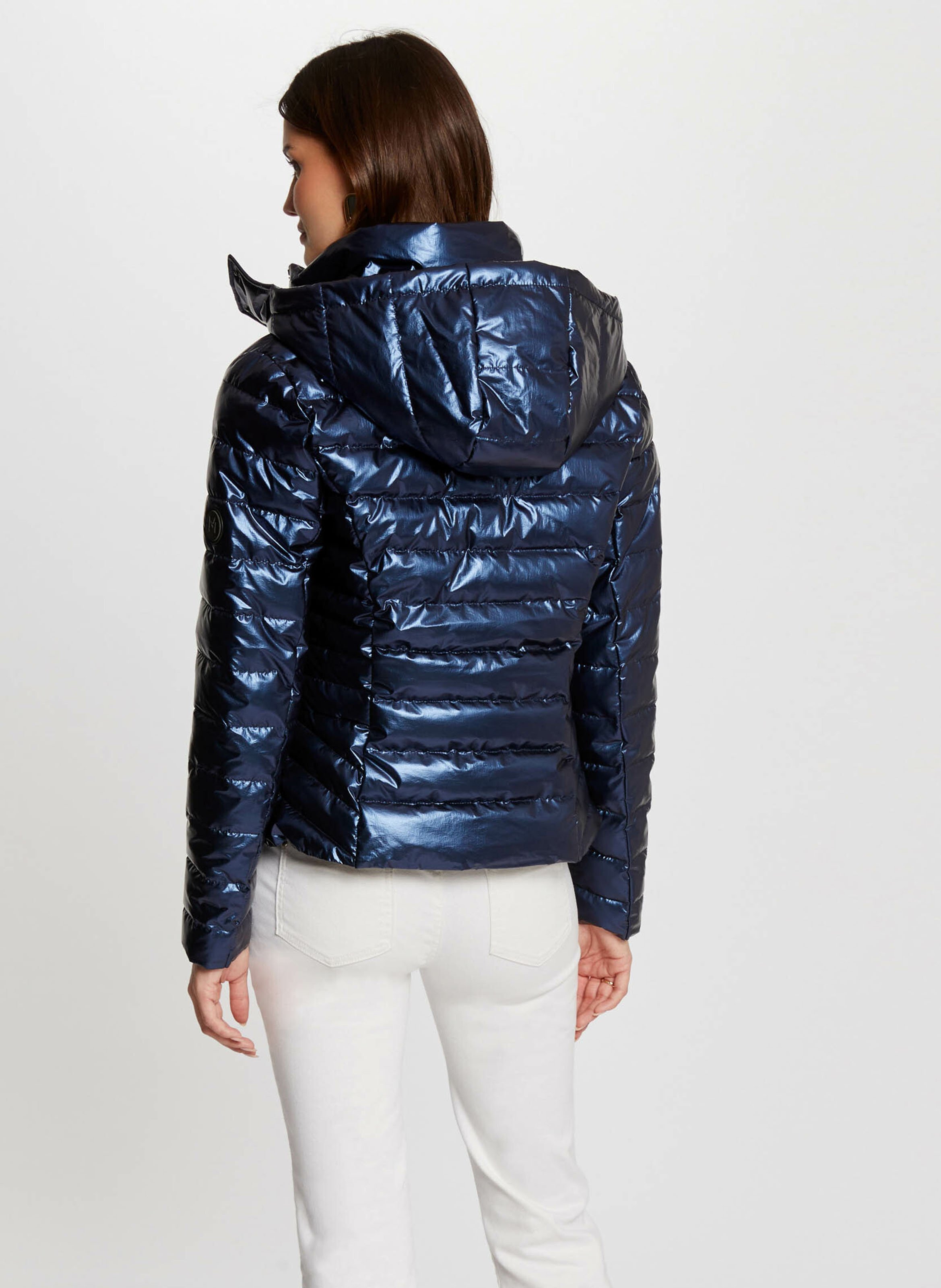 Getailleerde metallic donsjas MORGAN Blauw