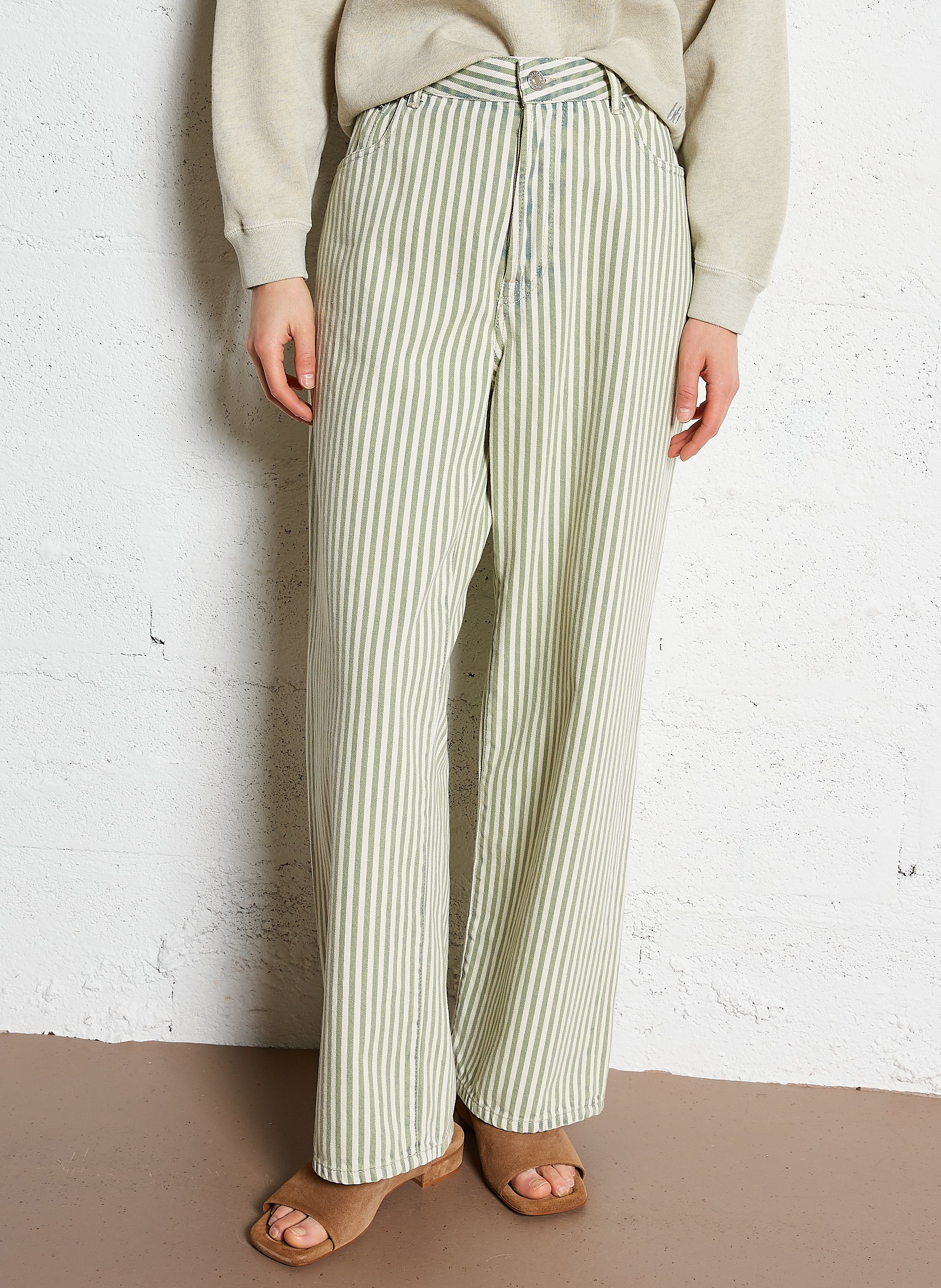 Wide striped cotton jeans BELLEROSE Blue