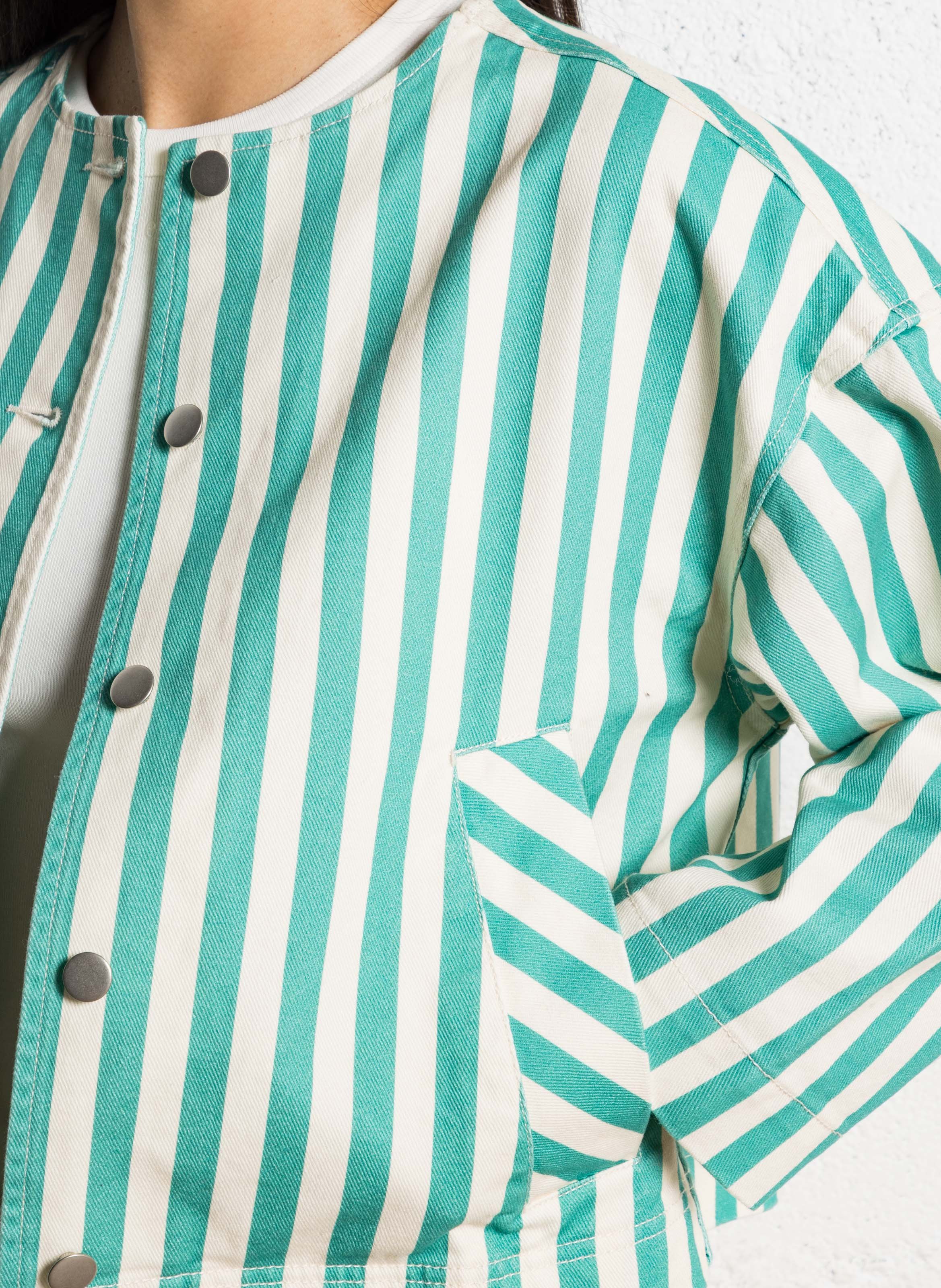 Veste oversize col rond en coton THE TINY BIG SISTER Vert