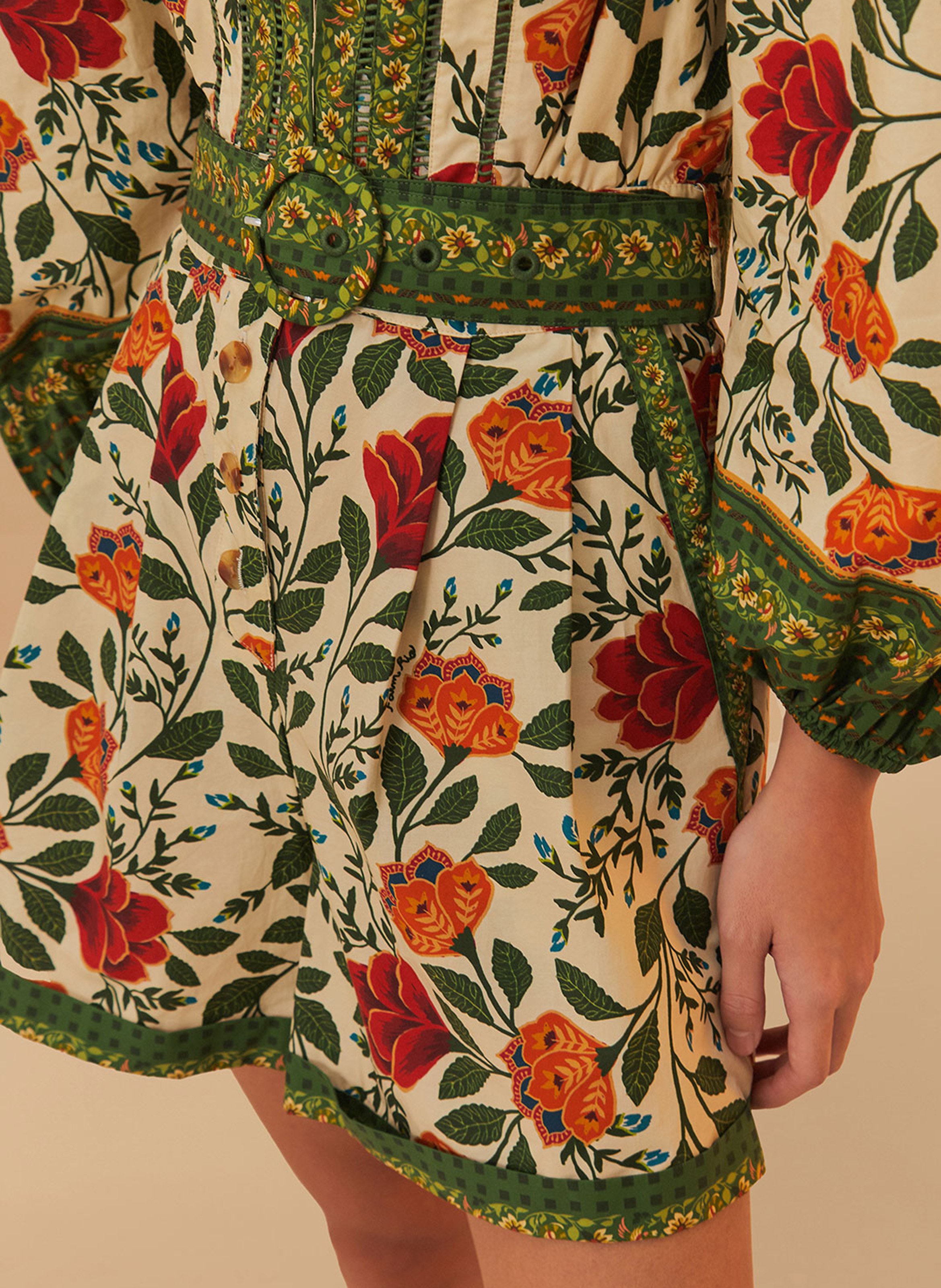 Printed playsuit with belt FARM RIO Green