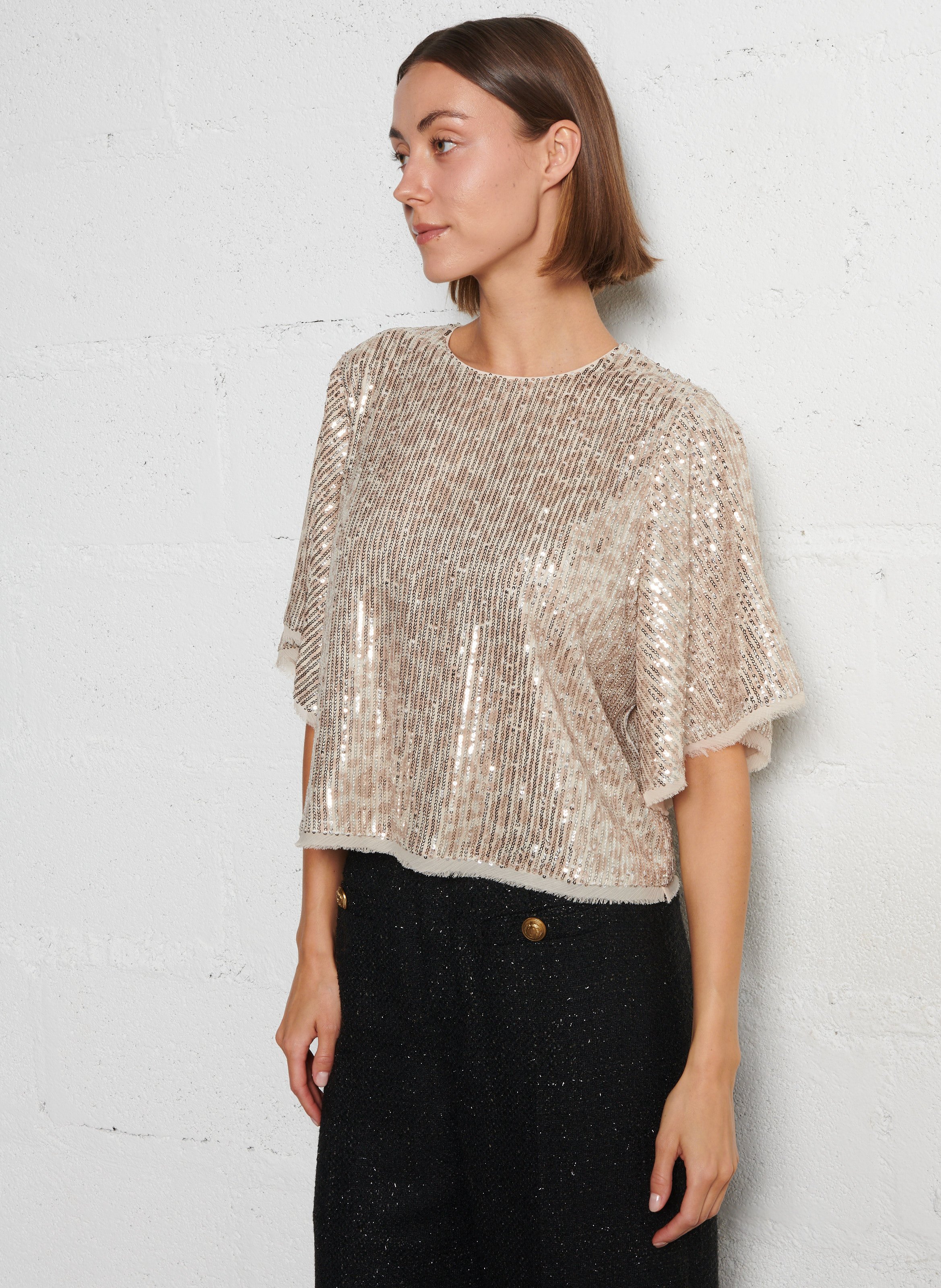 Embroidered organdie top  IKKS Beige