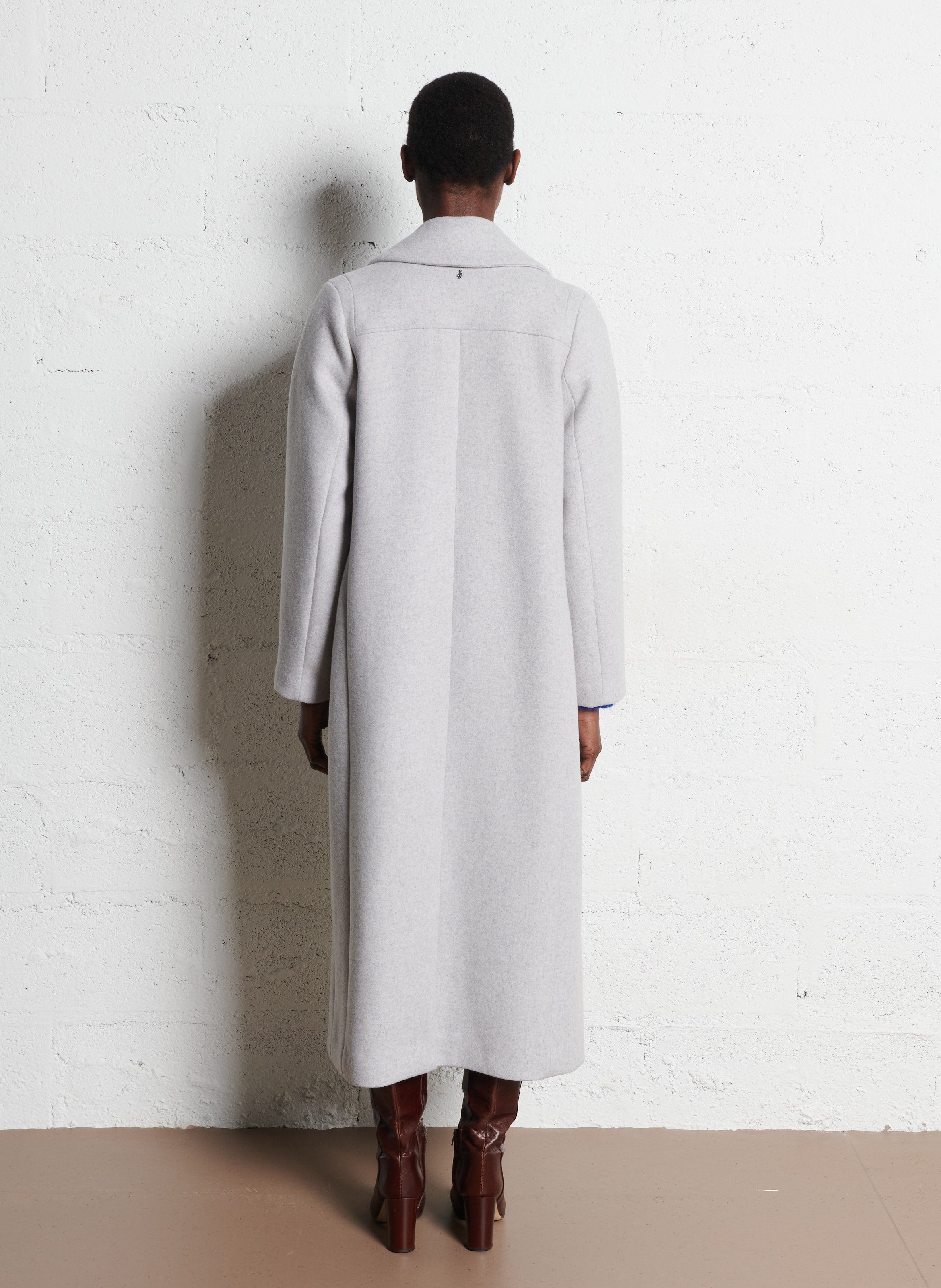 Manteau droit en laine mélangée ONE STEP Gris