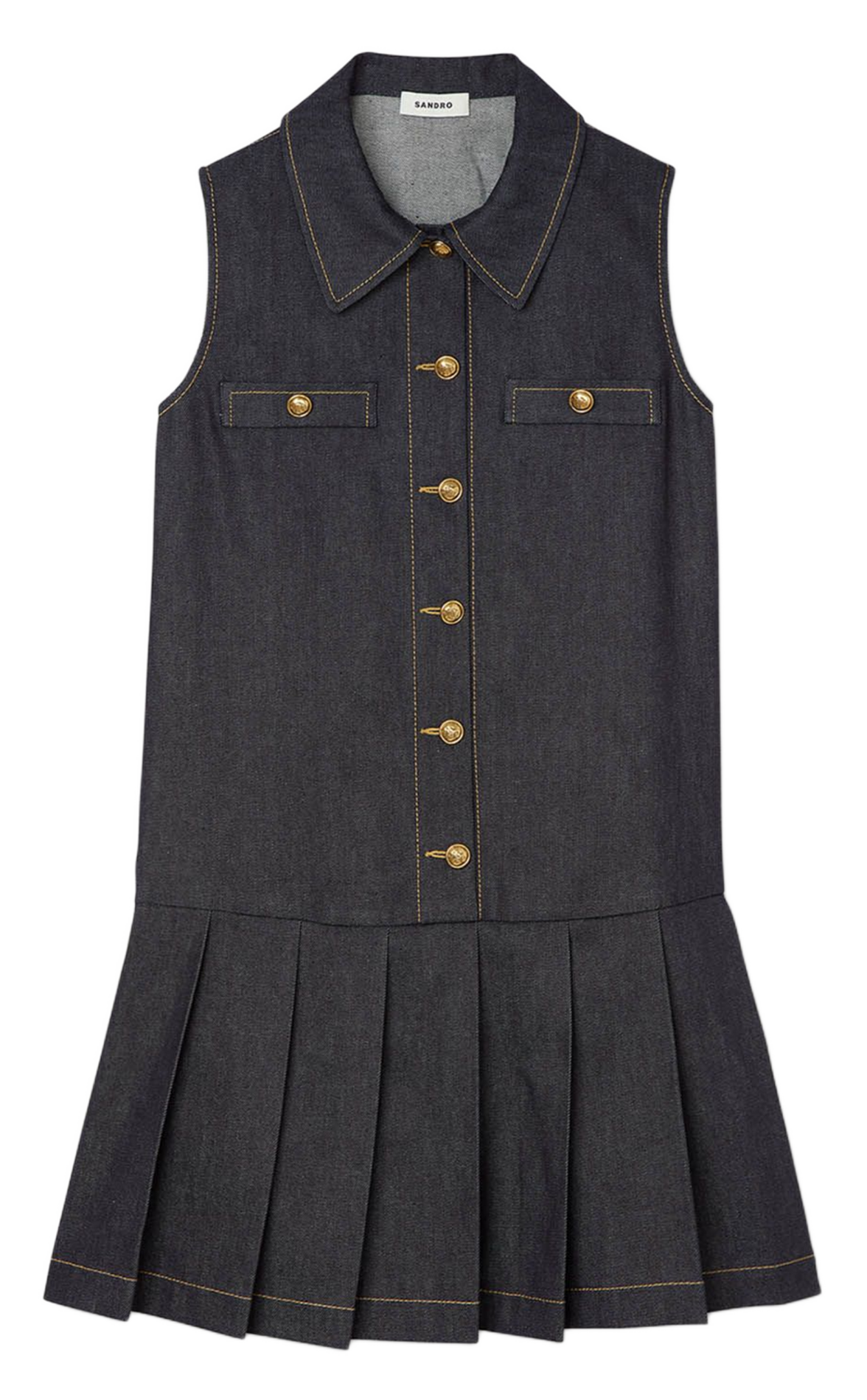 Robe courte col classique en denim SANDRO Bleu