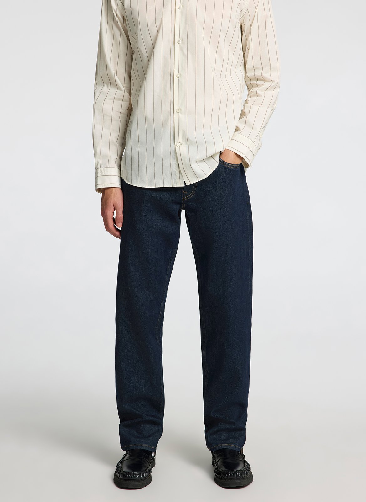 Straight organic cotton-blend jeans SELECTED Blue