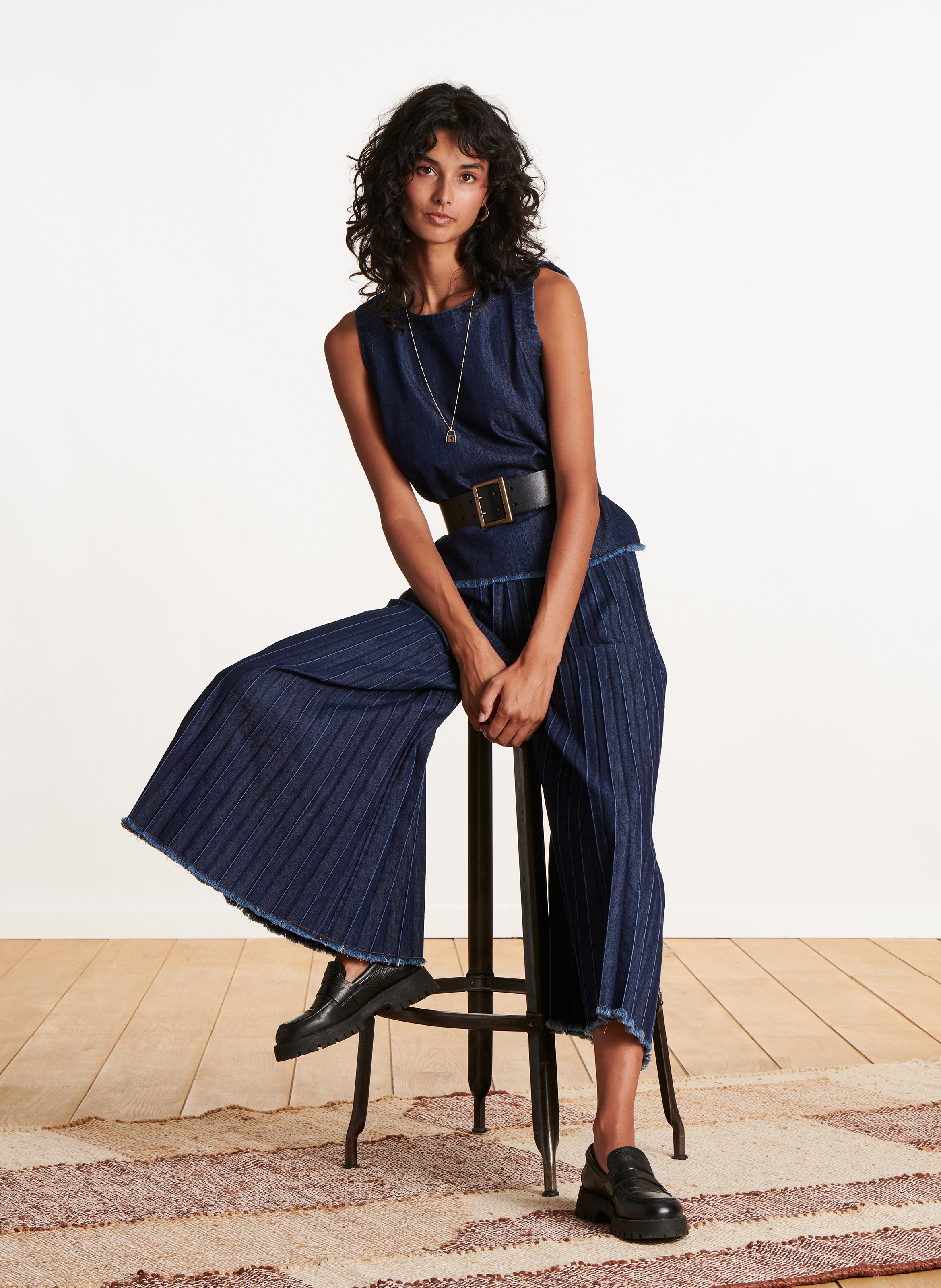 Wide leg denim pants LA FEE MARABOUTEE Blue