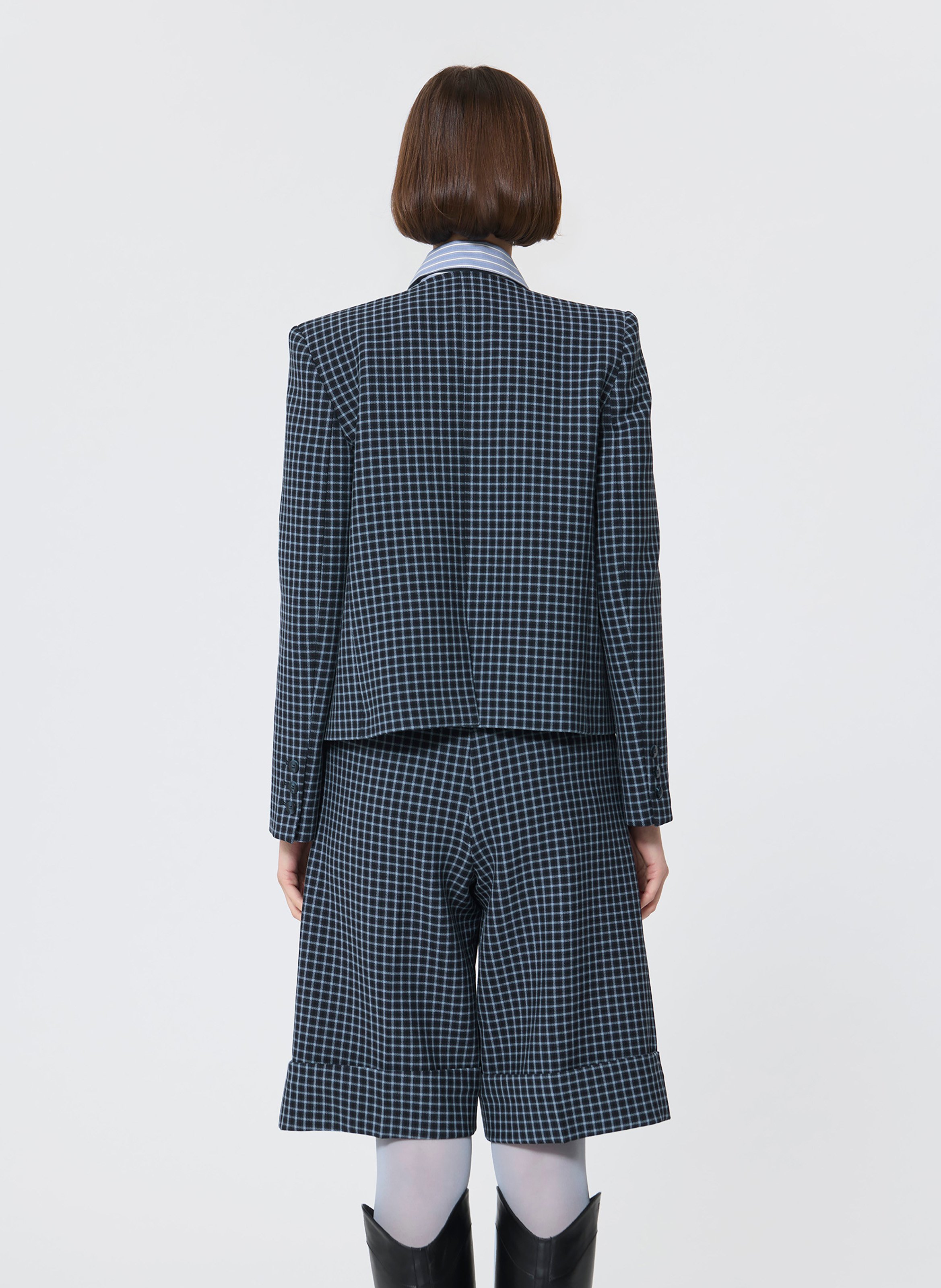 Korte geruite colbert met V-hals TARA JARMON Blauw